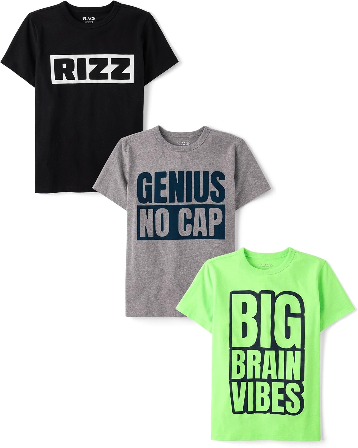 The Children’s Place Boys’ School,Learning Short Sleeve Graphic T-Shirts,3 Pack