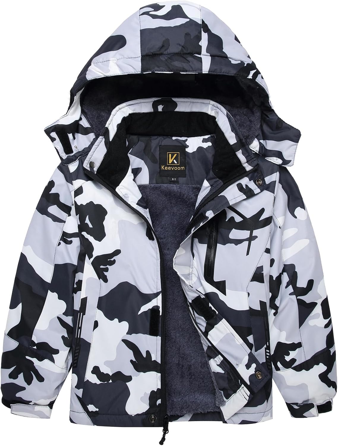 Keevoom Boy’s Waterproof Ski Jacket Winter Warm Thick Snow Coat Windproof Fleece Kids Outdoor Hooded Snowboard Jackets