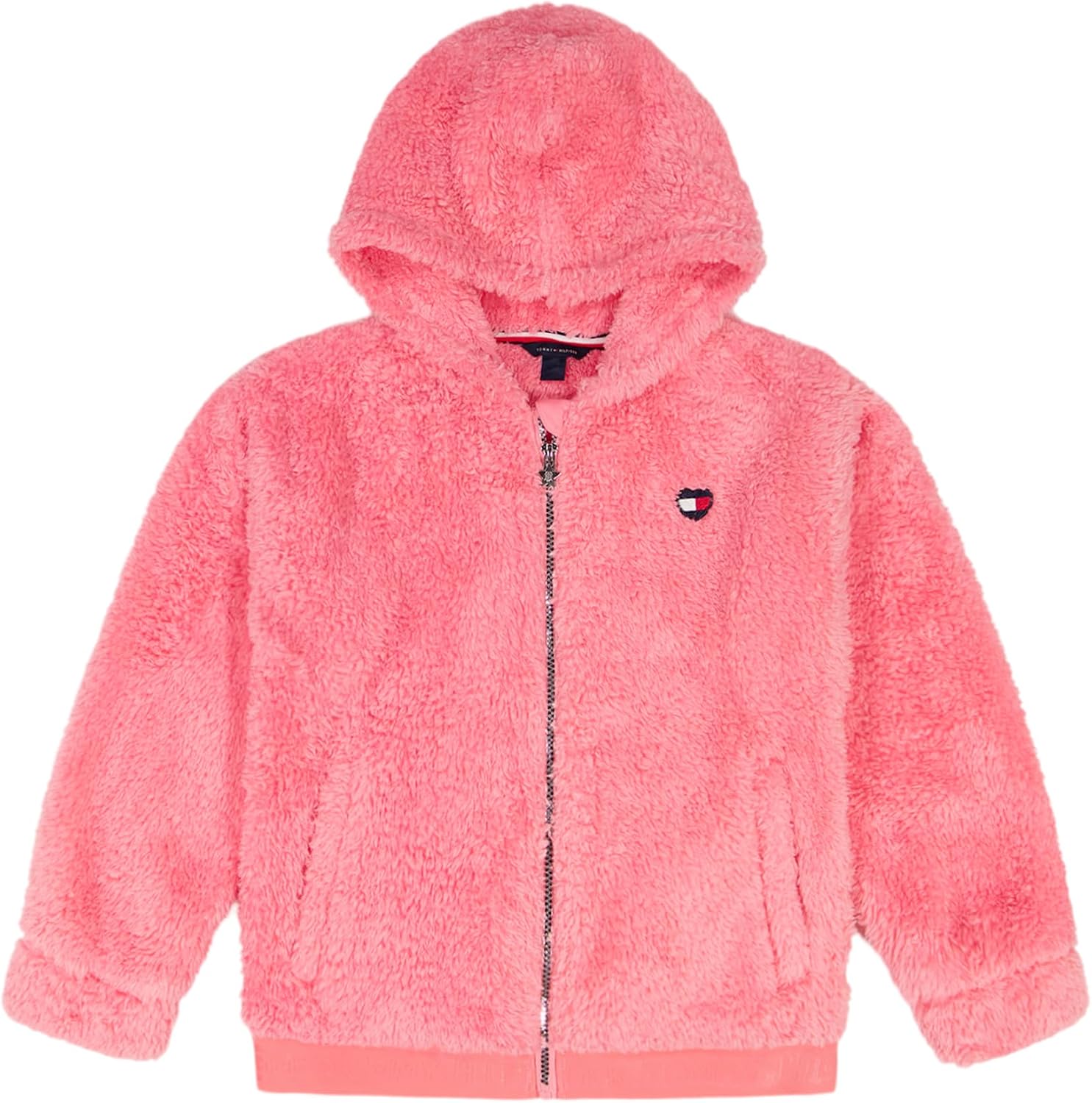 Tommy Hilfiger Girls’ Long Sleeve Minky Sherpa Full Zip Hoodie Sweatshirt With Front Pockets