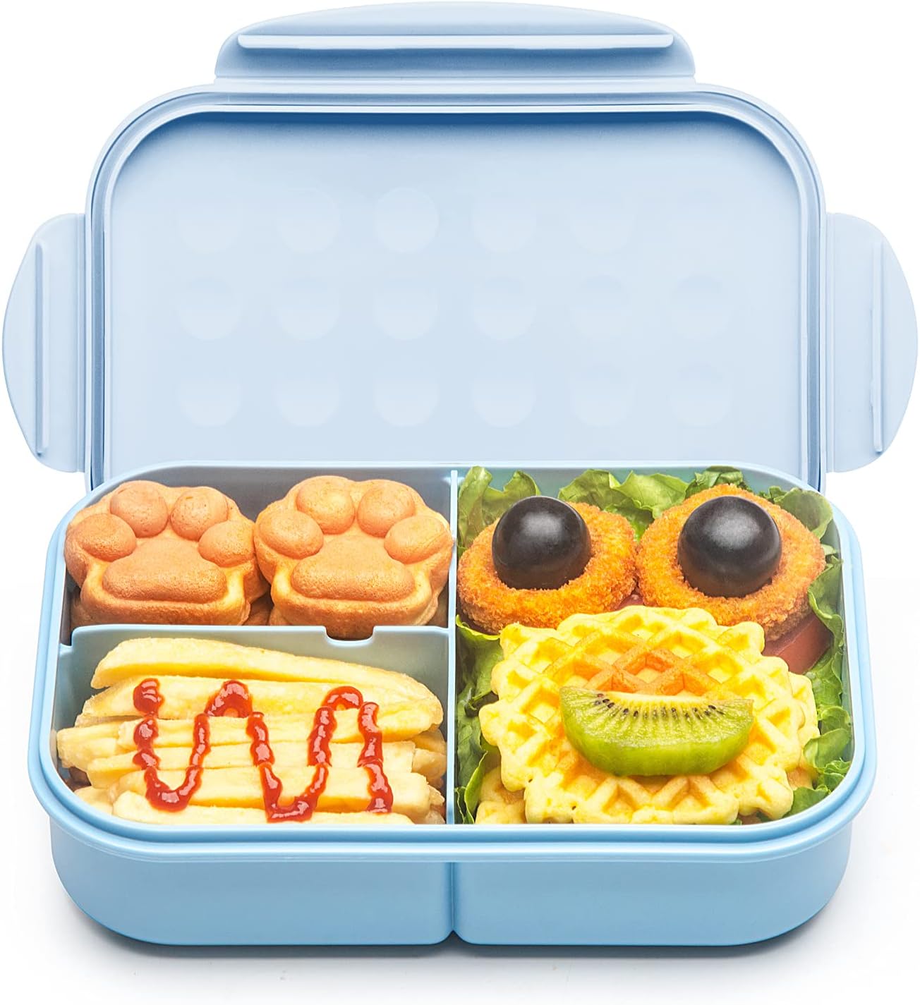 MISS BIG® Bento Lunch Box for Kids, 1150ml, 3 Compartments, Blue | Blue kids bento lunch box for school meals, daycare food, snack sides, picnic, travel, and daily carry.