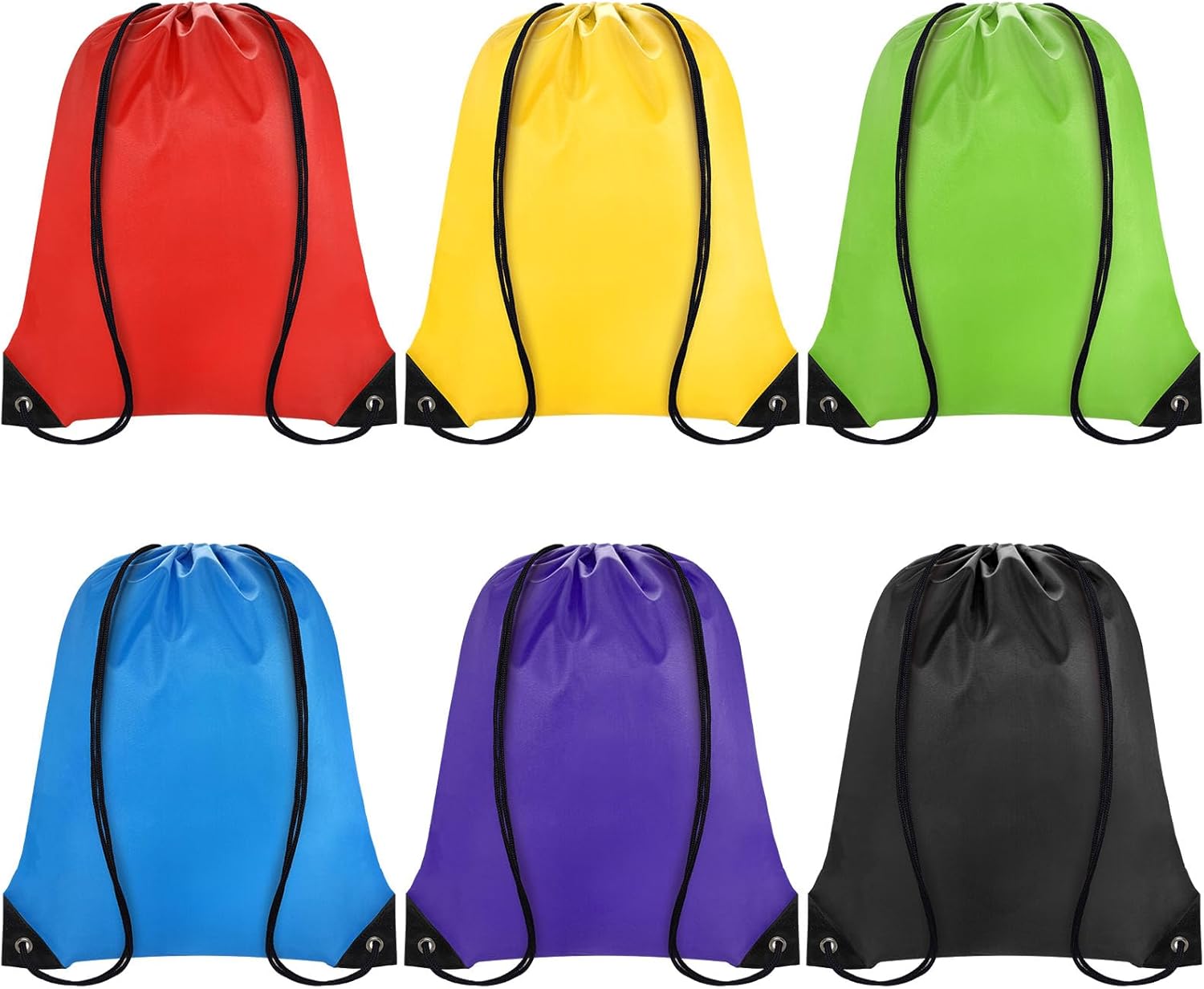 Grneric Drawstring Backpack Bulk 6 PCS, Drawstring Bags String Backpack Cinch Sack Gym Bags for Sport Trip Beach Swimming, 6 Color