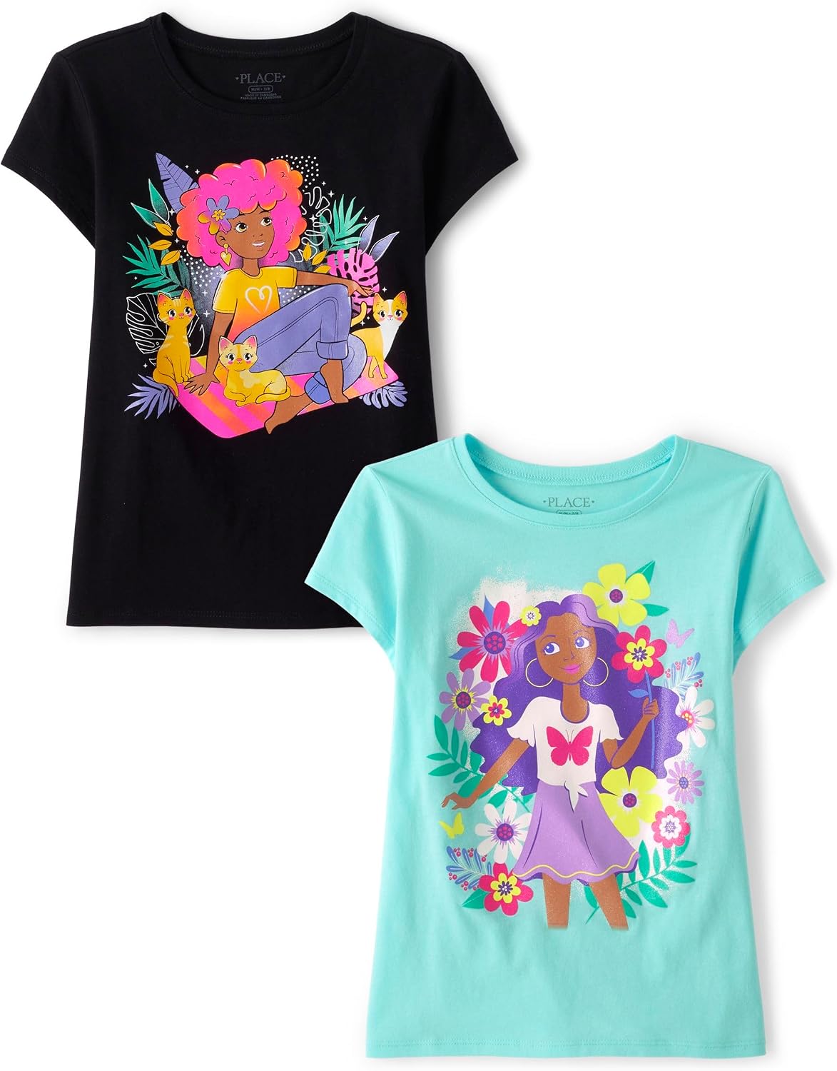 The Children’s Place Girls Unicorns,Sports,Butterflies Short Sleeve Graphic T-Shirts,2 Pack