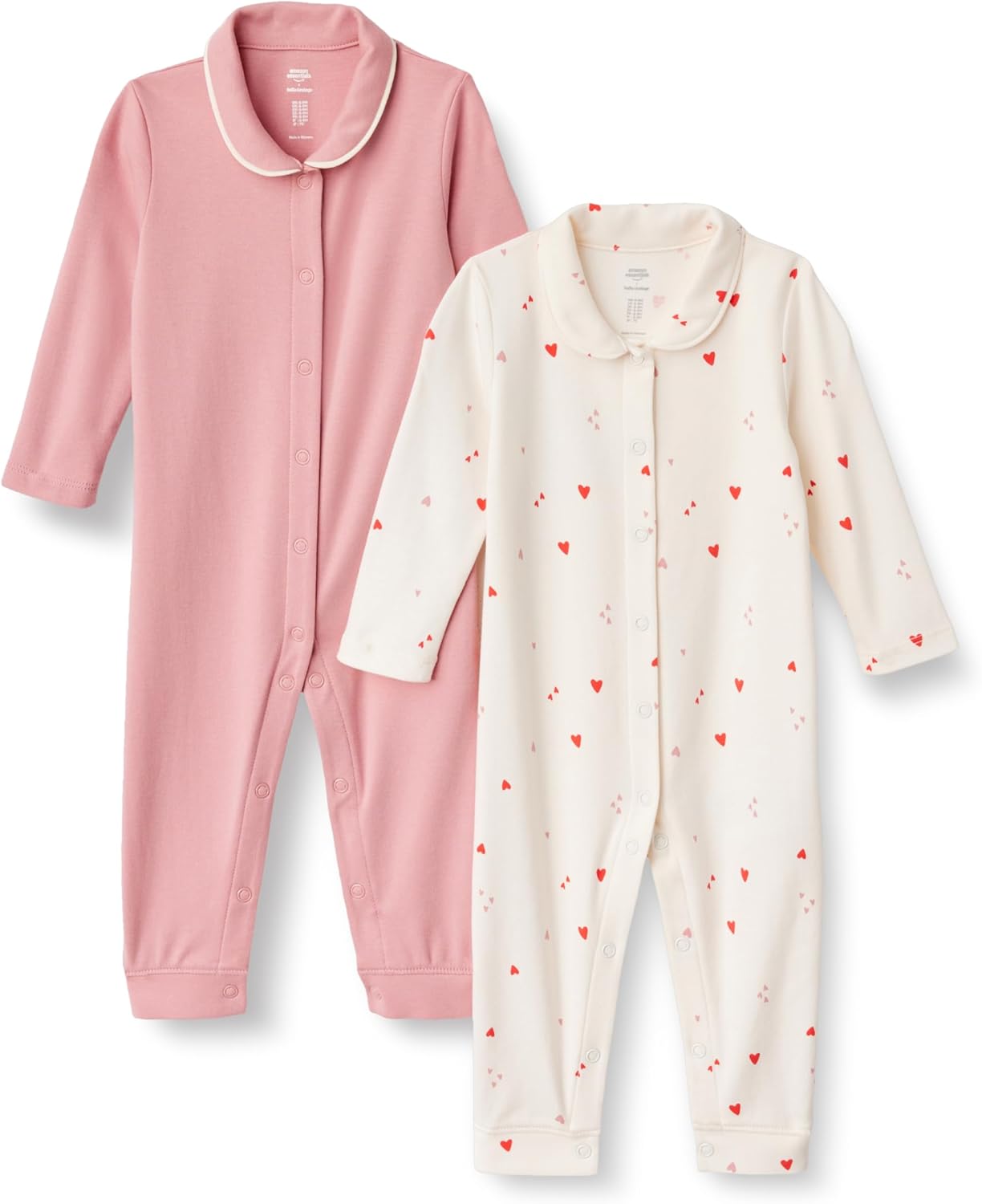 Amazon Essentials x Sofia Grainge Unisex Babies’ Cotton Footless Sleepsuit, Pack of 2