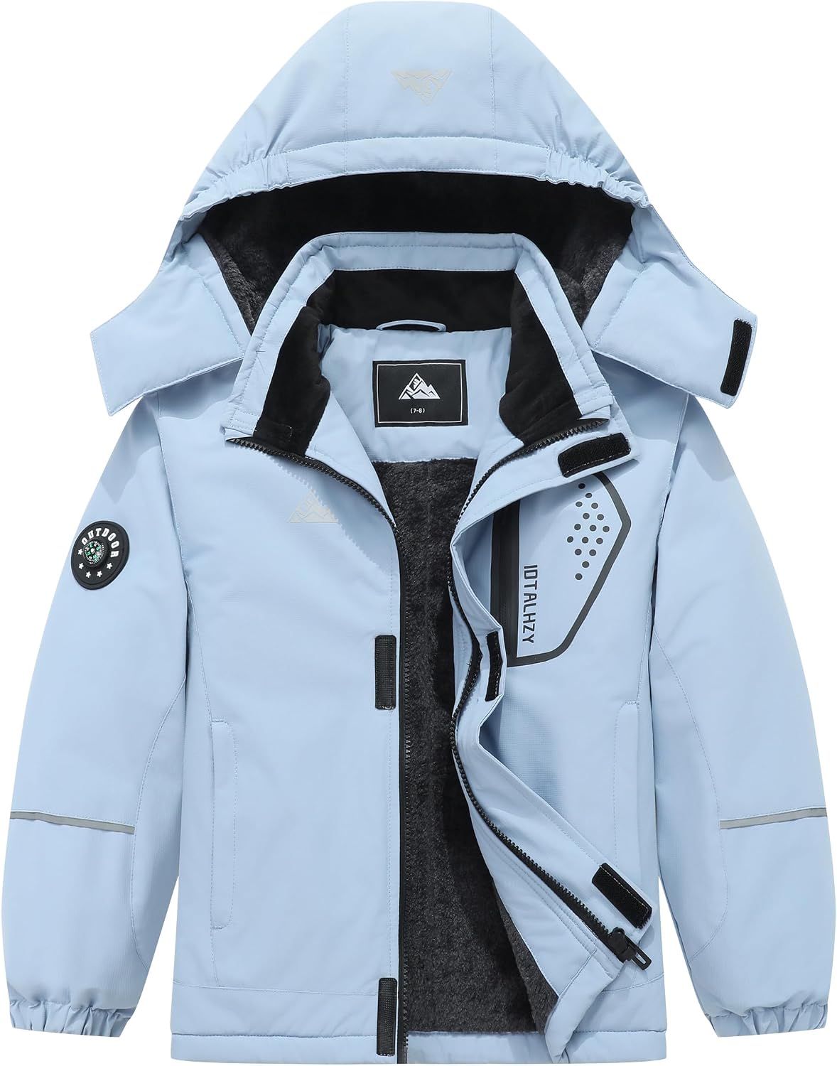 Boy’s Winter Snow Coat Kids Warm Ski Jacket, Waterproof Fleece Snowboard Jackets Windproof Outdoor Hooded Raincoat