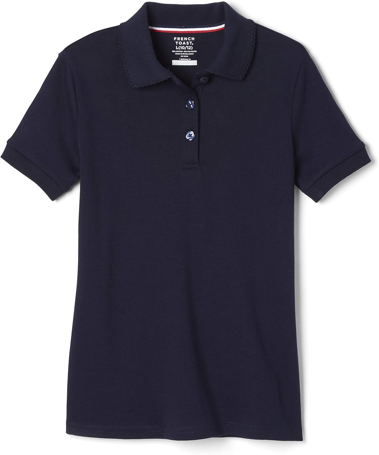 French Toast Girls’ Short Sleeve Picot Collar Polo School Uniform Shirt (Standard and Plus)