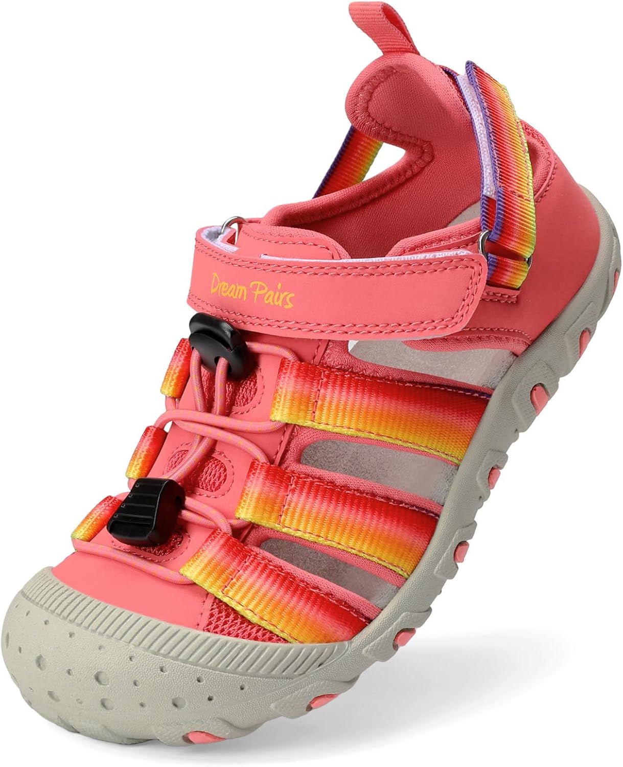 DREAM PAIRS Boys Girls Outdoor Athletic Sport Sandals Summer Hiking Beach Water Casual Closed Toe Rainbow Multicolor for Toddler/Little/Big Kids