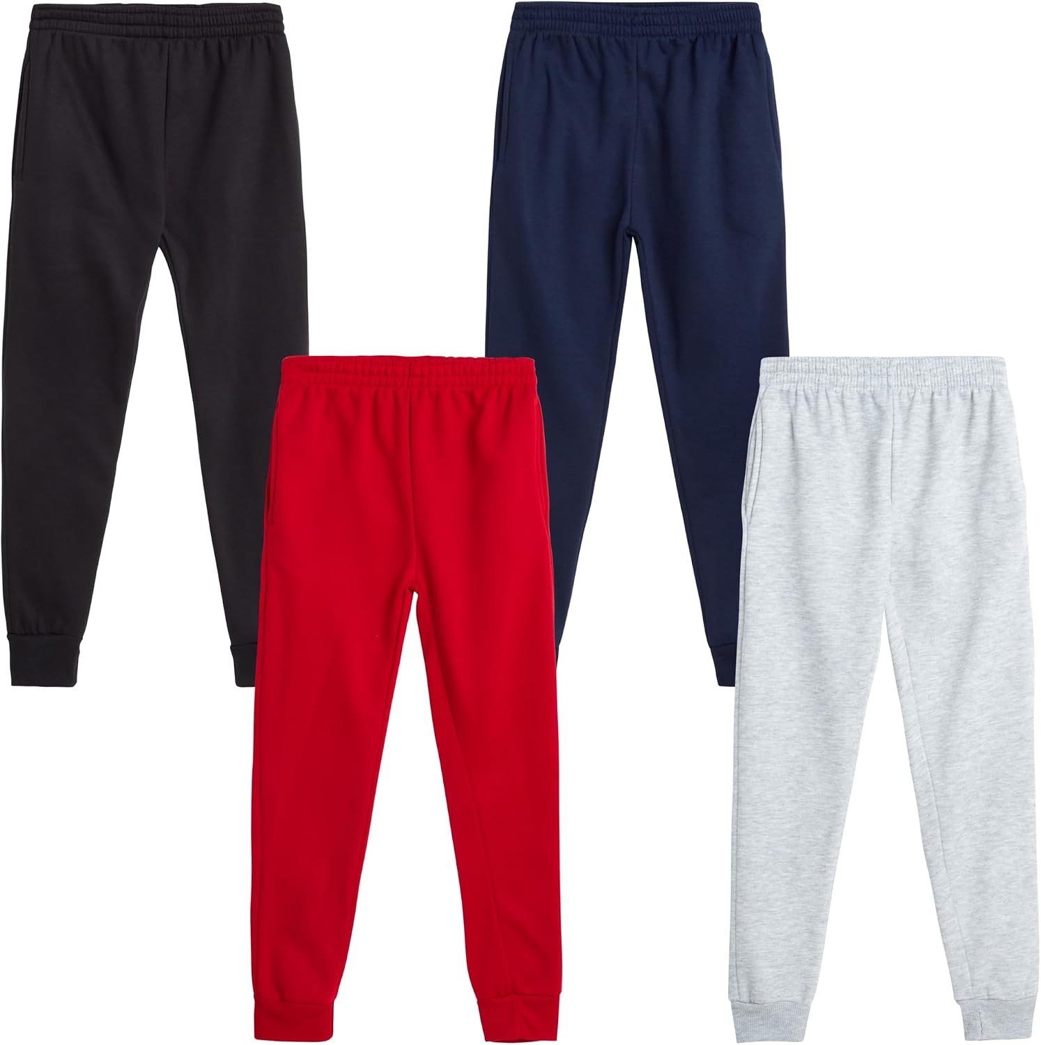 Quad Seven Boys Sweatpants – 4 Pack Soft Active Fleece Boys Joggers – Performance Athletic Pants for Kids with Pockets (4-18)