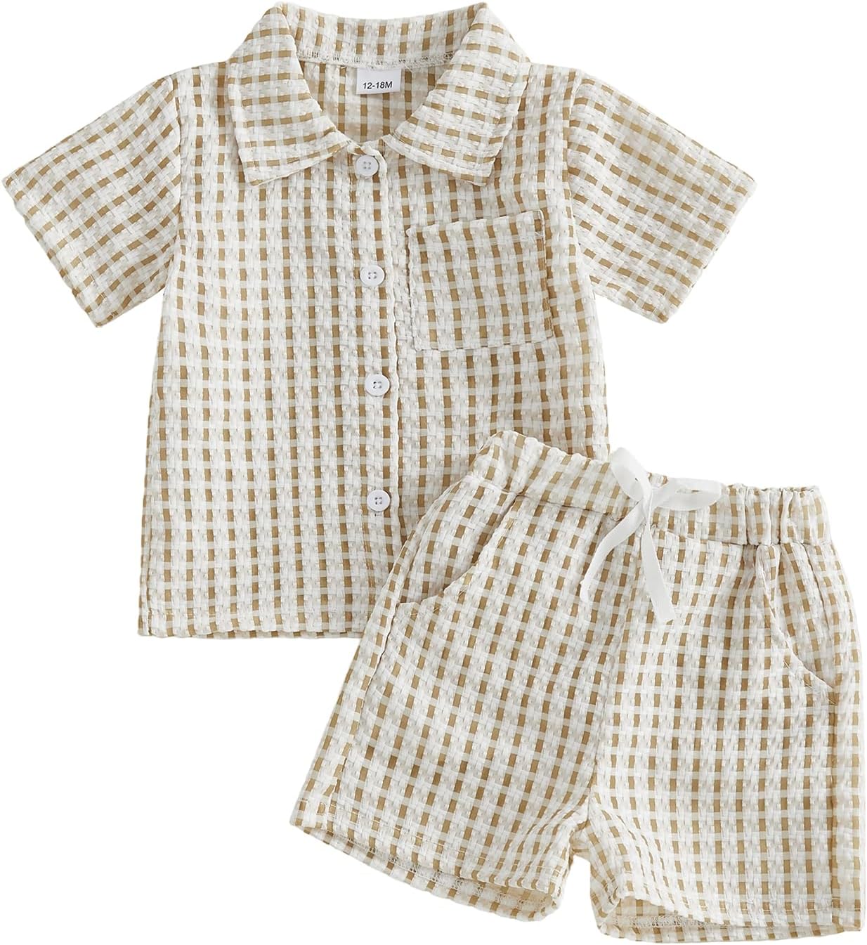 BemeyourBBs Toddler Baby Boy Summer Clothes Button Down Shirt Tops and Shorts Set with Pocket 2 Piece Outfits