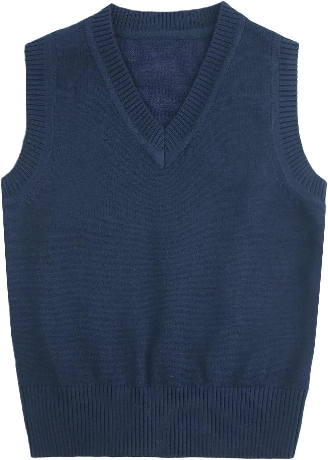 Girls & Boys Uniform Cotton V-Neck Sweater Vest, Knit Sweater Cardigan with Button