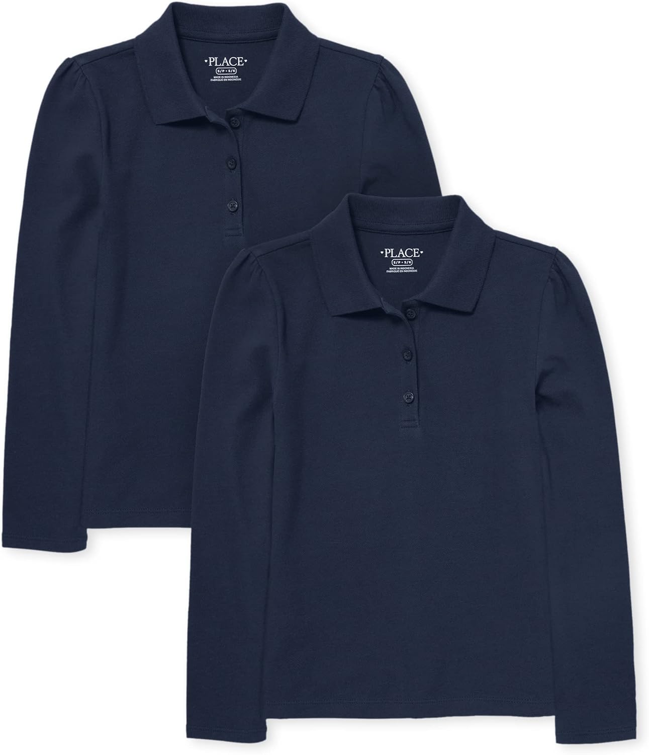 The Children’s Place Girls’ Long Sleeve Pique Polo 2 Pack