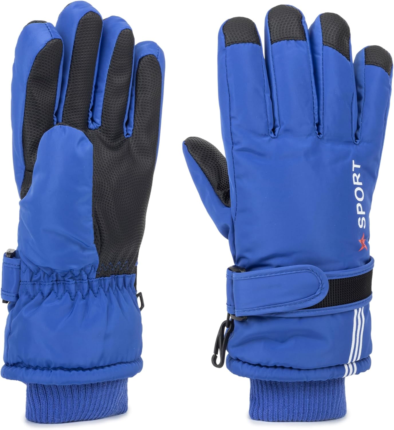 INOGIH Kids Waterproof Ski-Gloves Warm Snow Gloves for 6-12 Years,Winter Thick Warm Snowboard Gloves for Youth Teens