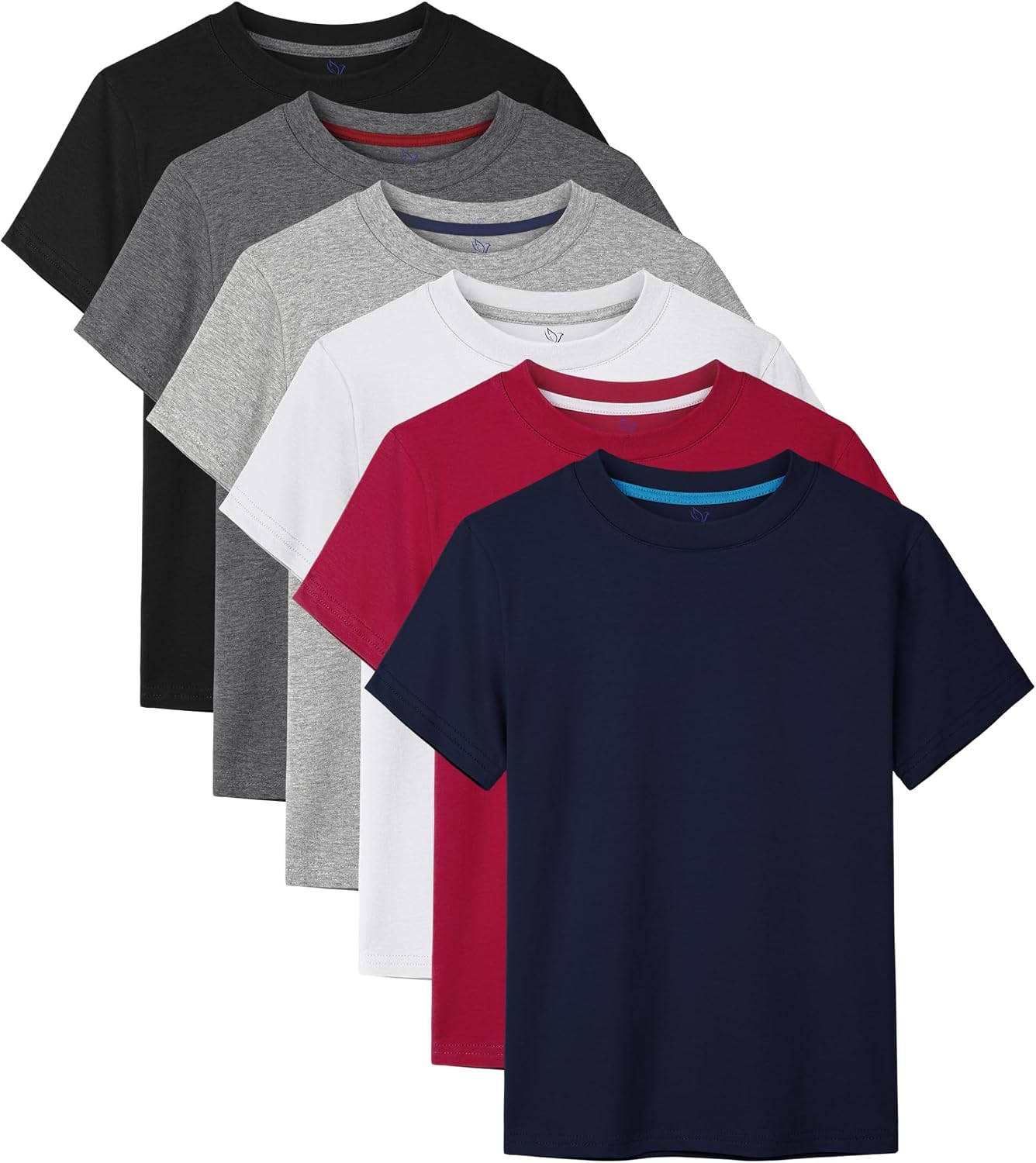 HoeVou 6 Pack Boys Shirts Cotton Short Sleeve T-Shirts for Boys Kids Tees Clothes Summer Tops