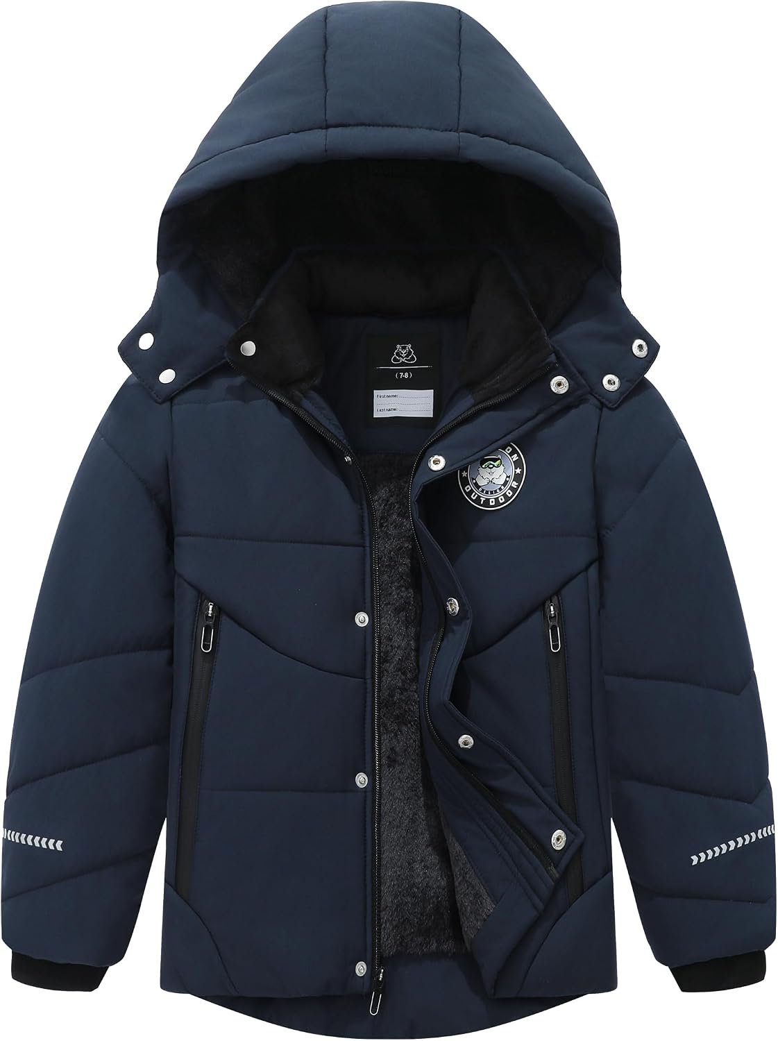 Boy’s Winter Coat Waterproof Down Jacket Thickened Fleece Lined Parka with Detachable Hood Insulated Outerwear