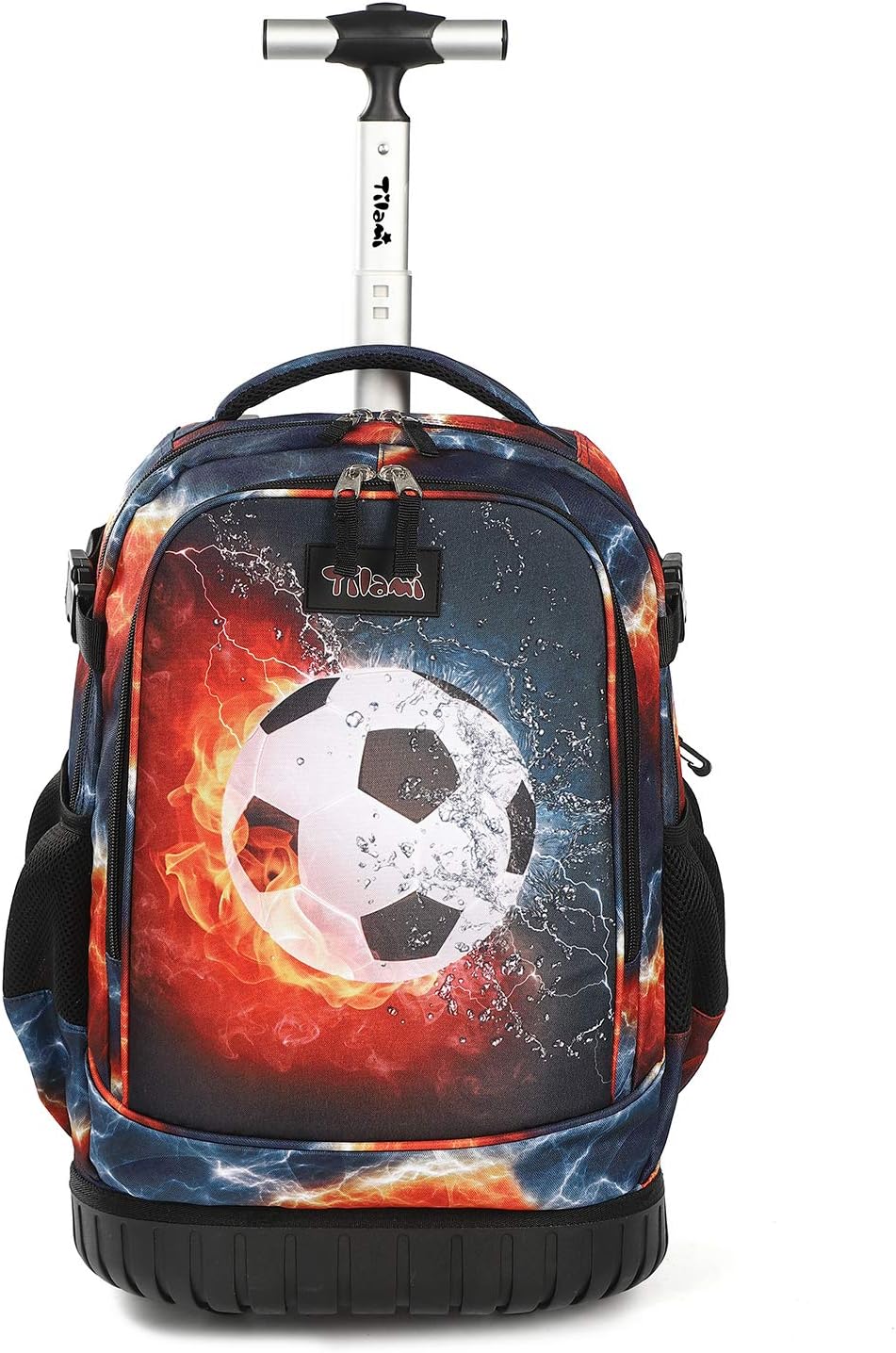Tilami Rolling Backpack 19 inch Wheeled Cute LAPTOP Boys Girls Travel School Student Trip (Football)