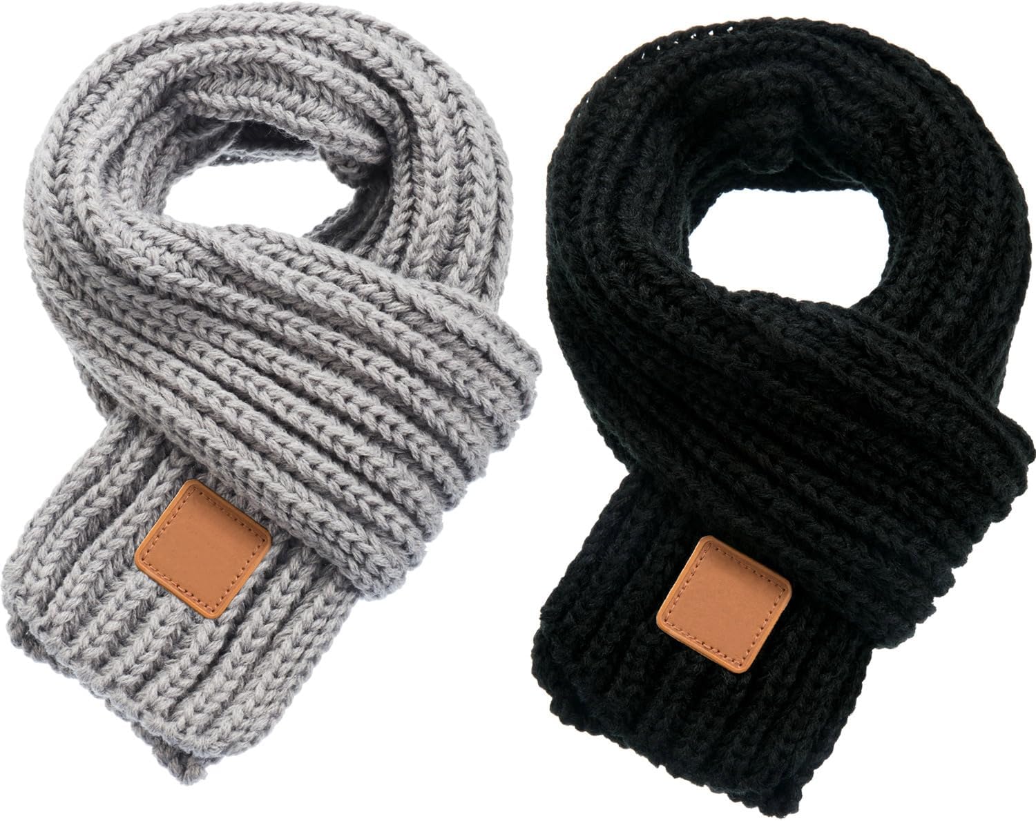 Zhanmai 2 Pcs Toddler Scarf Kids Warm Set Winter Knit Scarves Soft Neck Warmer for Boys Girls Children