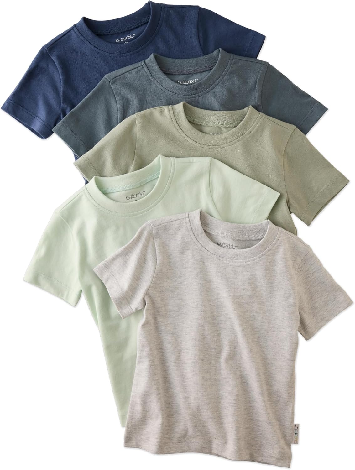 Butterblu Taylor 5-Pack Toddler Short Sleeve T-Shirts 100% Organic Cotton for Toddler Boys and Girls​