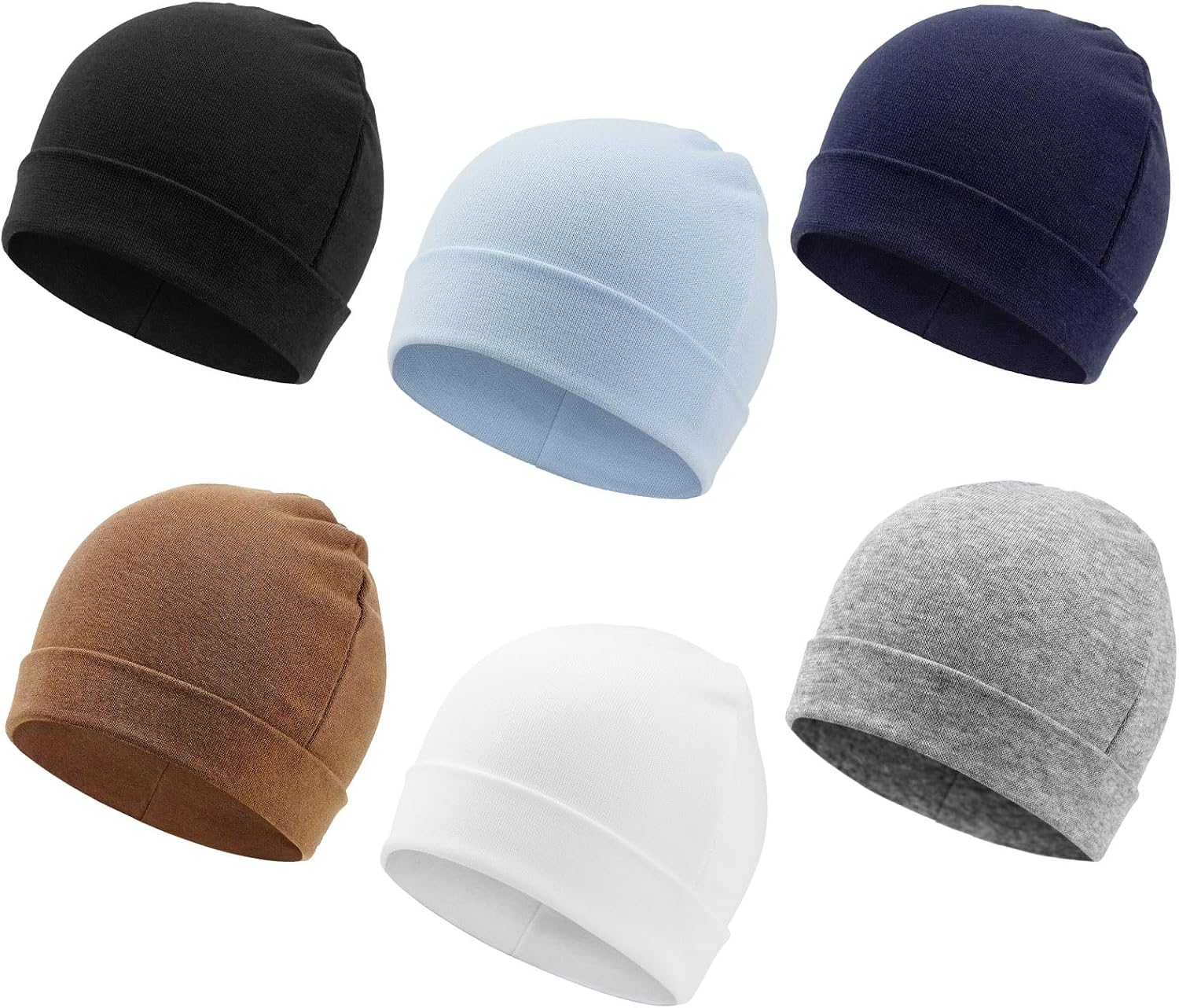 DRESHOW BQUBO 6 Pack Baby Beanie Hats for Unisex Infant Toddler Cotton Beanie Newborn Hospital Hat for Boys Girls 0-6 Months