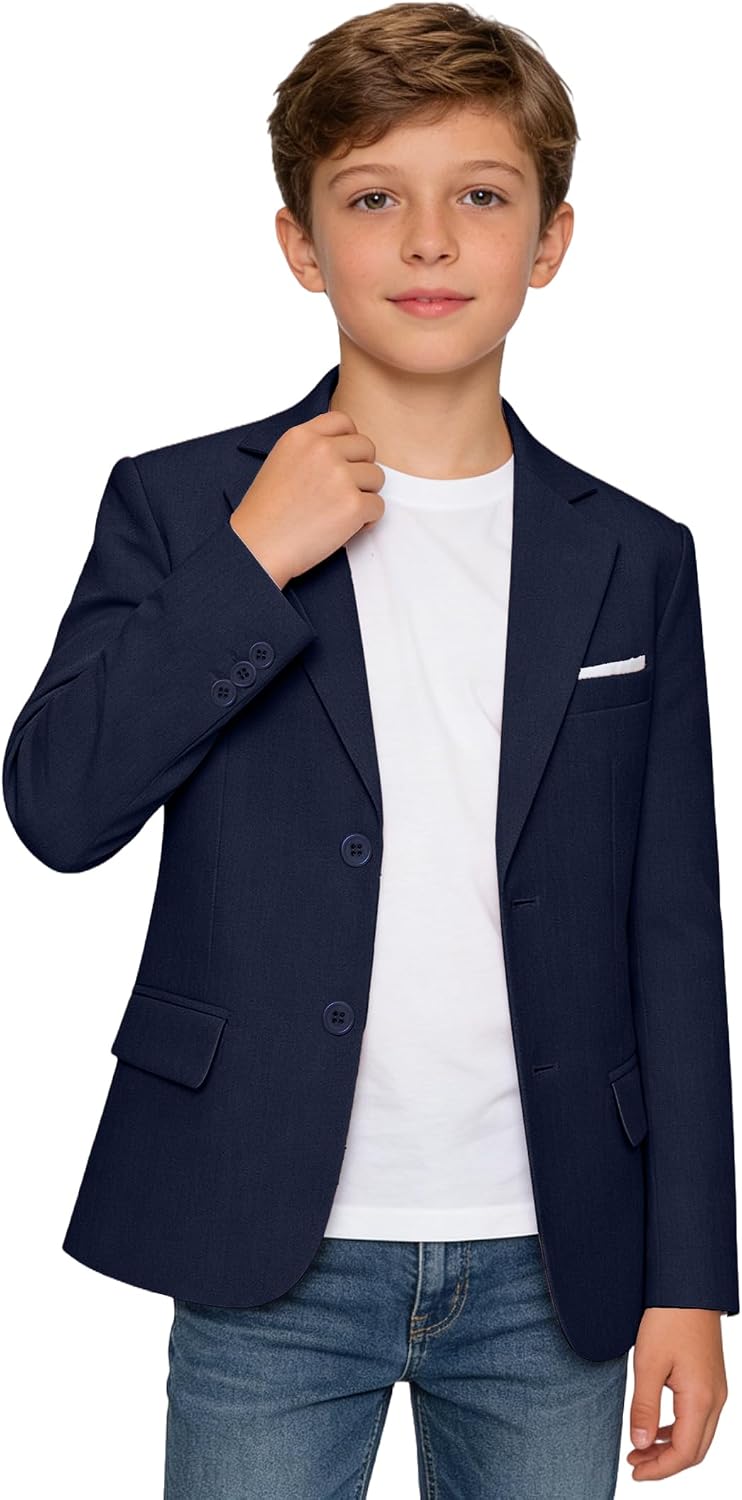 Boys Suits Blazer Linen Suit Jackets for Boy Sport Coat Casual 2 Buttons Kids Blazer for Boys Formal Jacket for School