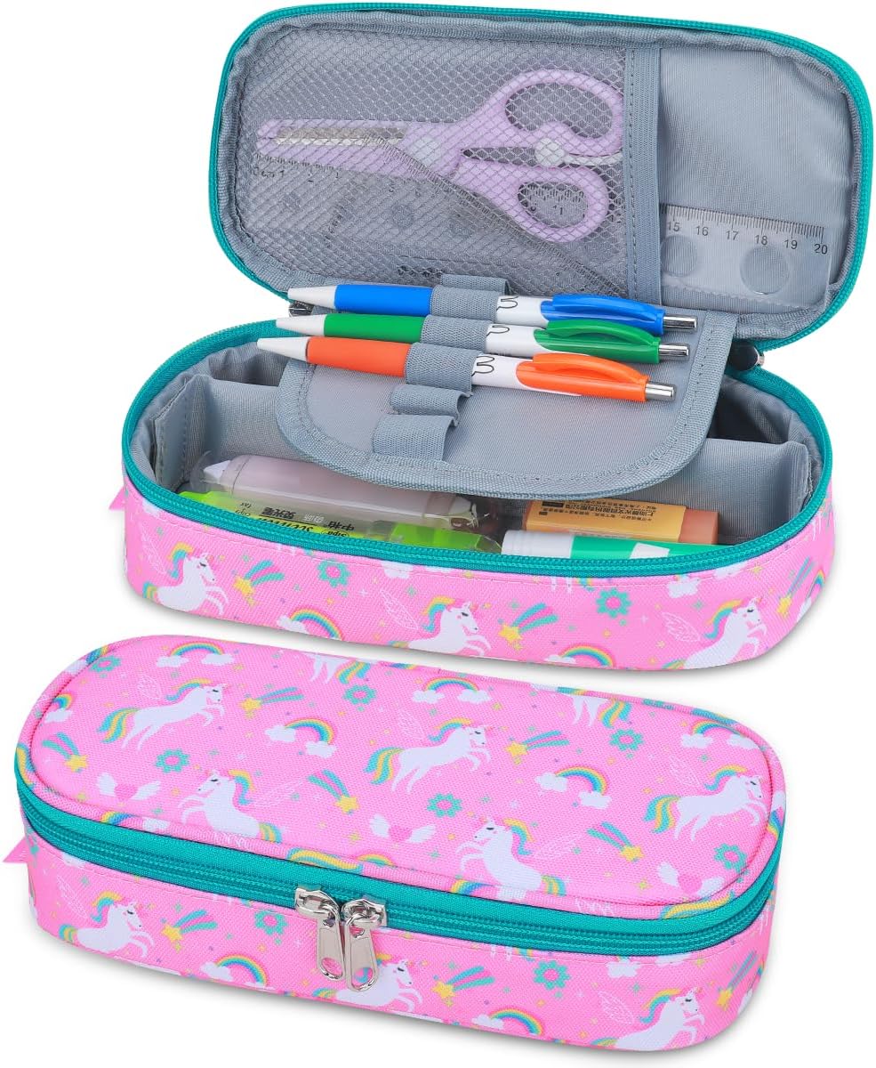 RHCPFOVR Kids Pencil Case for Girls-Soft Zipper Large Capacity Pencil Pouch for Girls Pencil Case for School Pencil Bag for Toddler (Pink Unicorn)