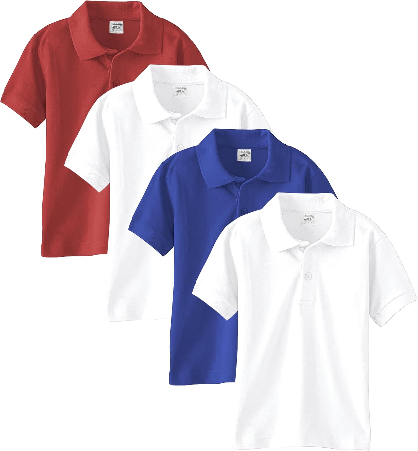 Andrew Scott Boys’ Short Sleeve Pique Polo Shirts | School Uniform Polo Shirts | 3 & 4 Packs | White & Colors