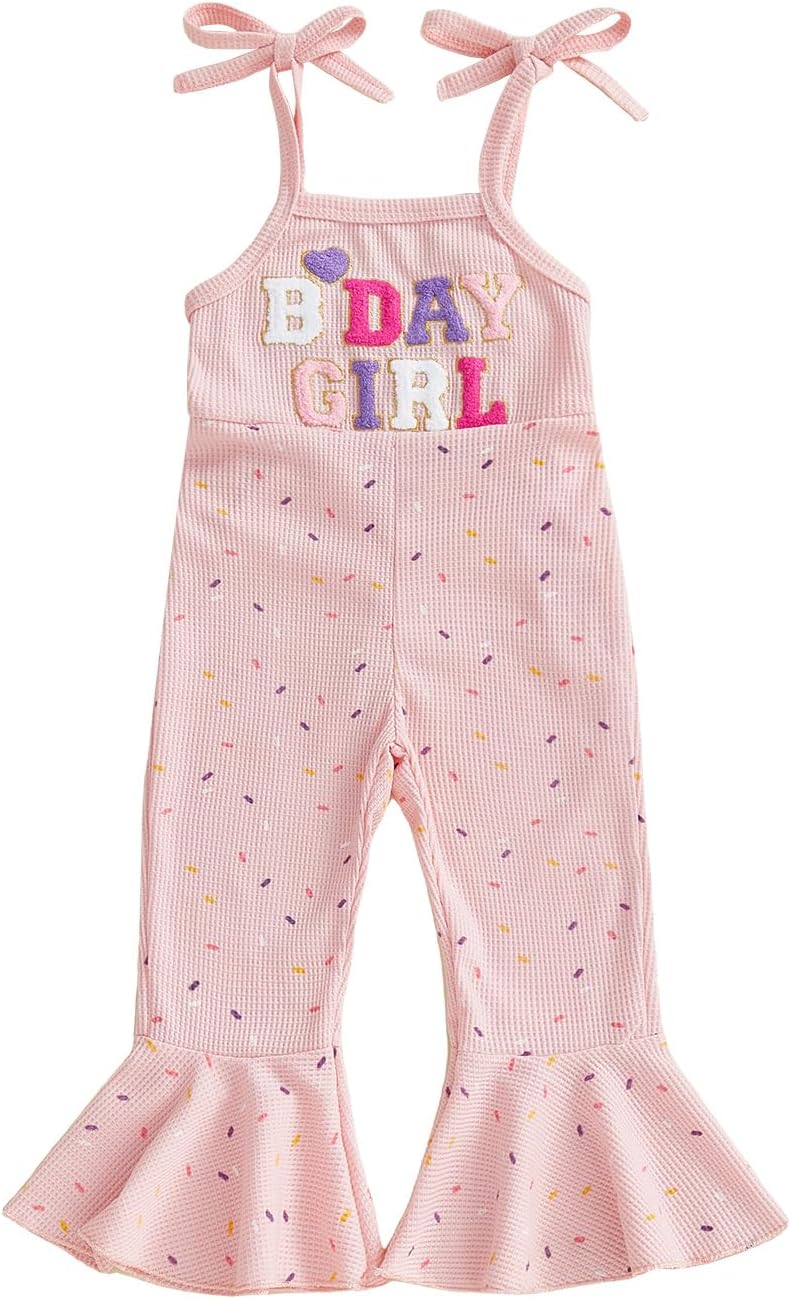 Socutebabe First 2nd 3rd 4th 5th Birthday Outfit Girl B Day Jumpsuit Toddler Halter Romper Bell Bottoms Outfits For Girls
