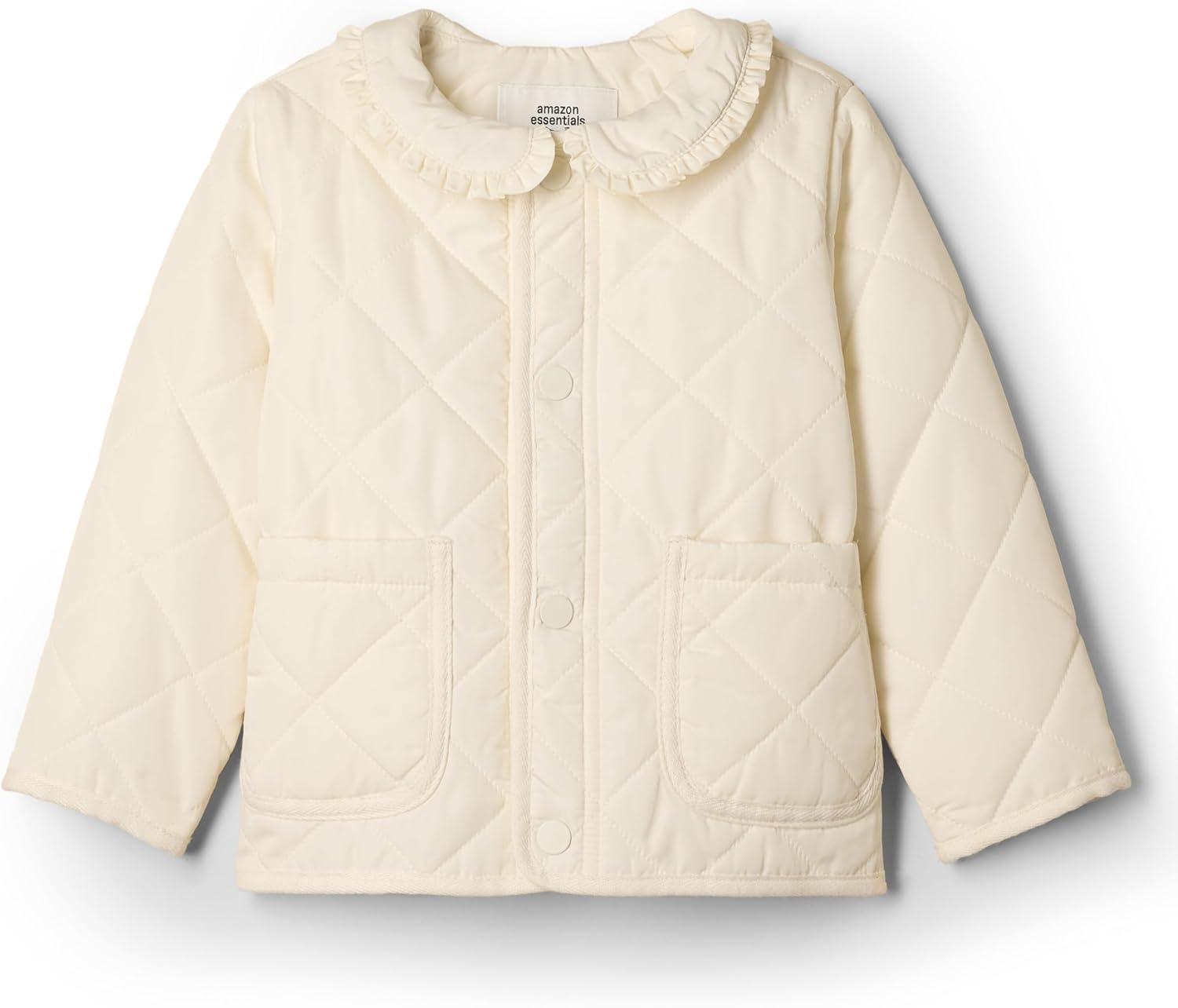Amazon Essentials x Sofia Grainge Toddler and Baby Girls’ Midweight Quilted Field Jacket with Ruffle