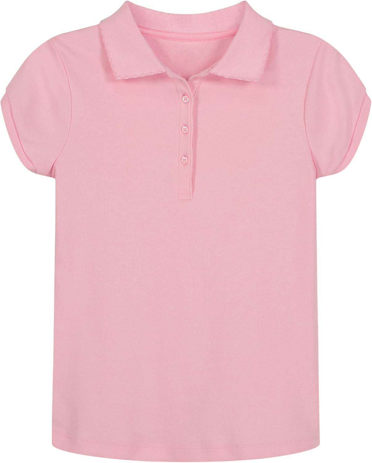 Nautica Girls’ School Uniform Short Sleeve Polo Shirt, Button Closure, Soft Pique Fabric
