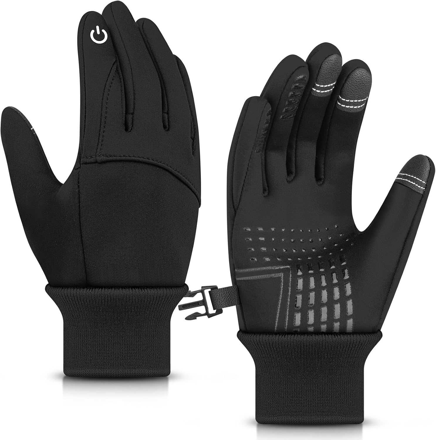 Ameceres Kids Winter Gloves Windproof Water-Resistant Thermal Touchscreen Anti-slip Cold Weather for Girl Boy, Black