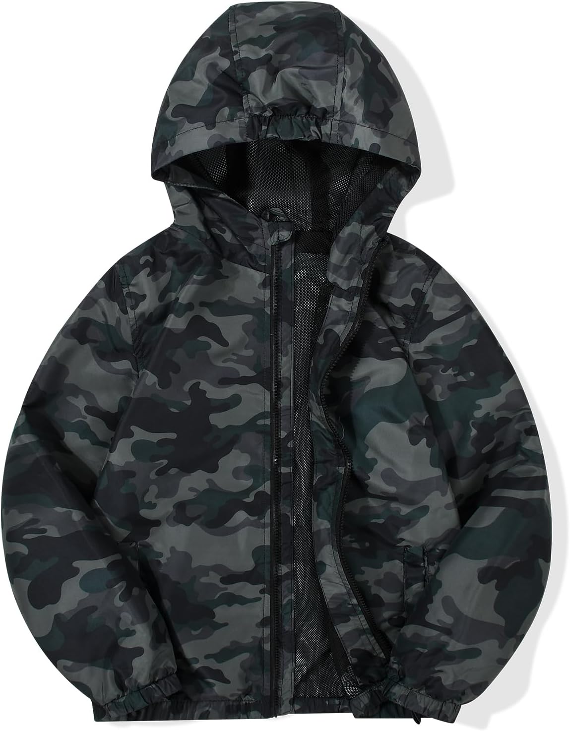 JOYSON Kid Boys Rain Jackets Lightweight Water-resistant Windbreaker Breathable Outerwear Raincoat with Hood