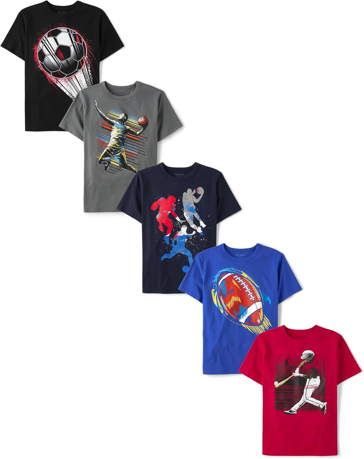 The Children’s Place Boys’ Sports Short Sleeve Graphic T-Shirts, Multipacks