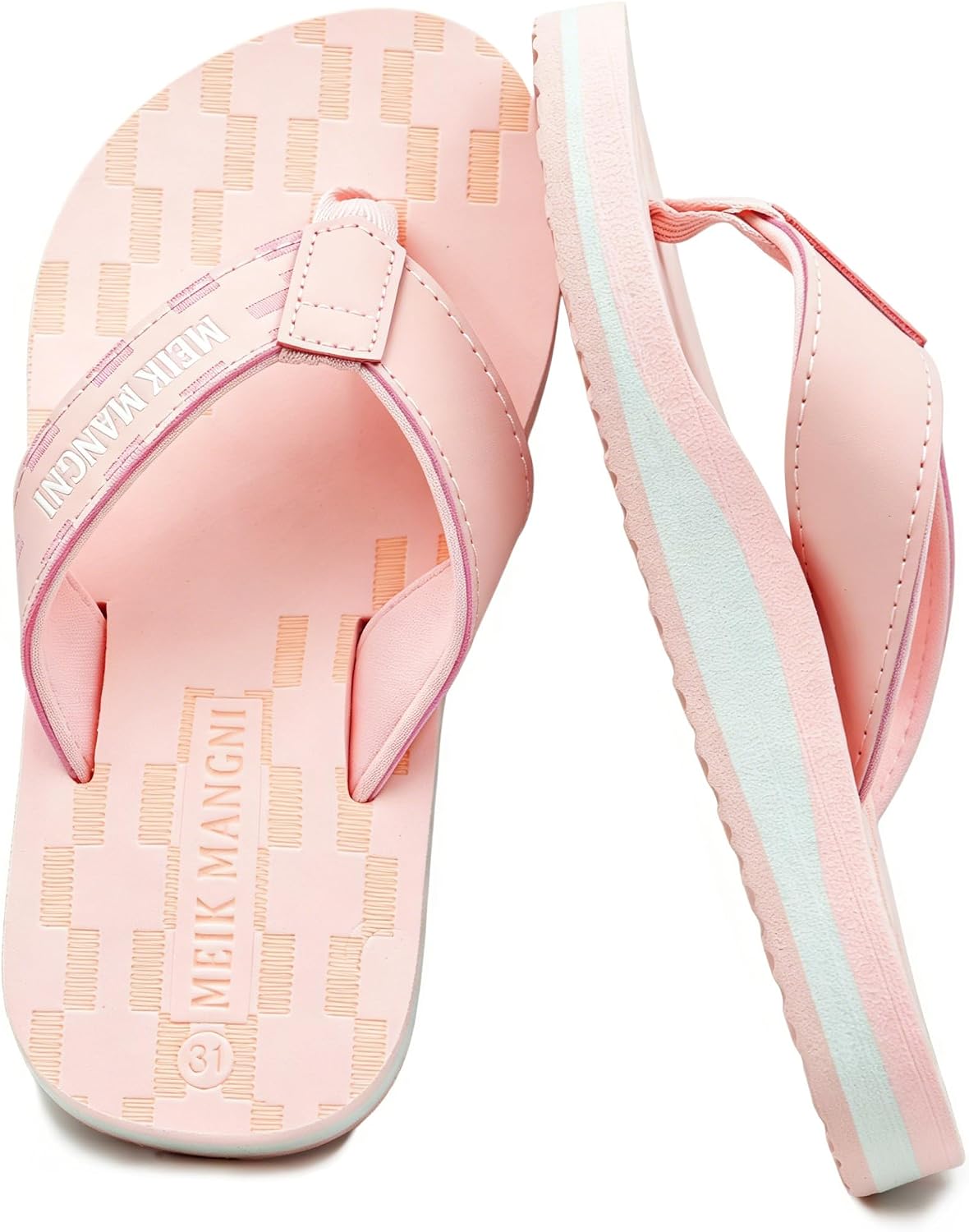 Meik Mangni Kids Boys Girls Arch Support Flip Flops Comfortable Cushion Thong Sandals Slip Resistant Summer Sandals Lightweight Quick Dry Slide Shower Shoes for Beach Swim Pool (Little Kid/Big Kid)