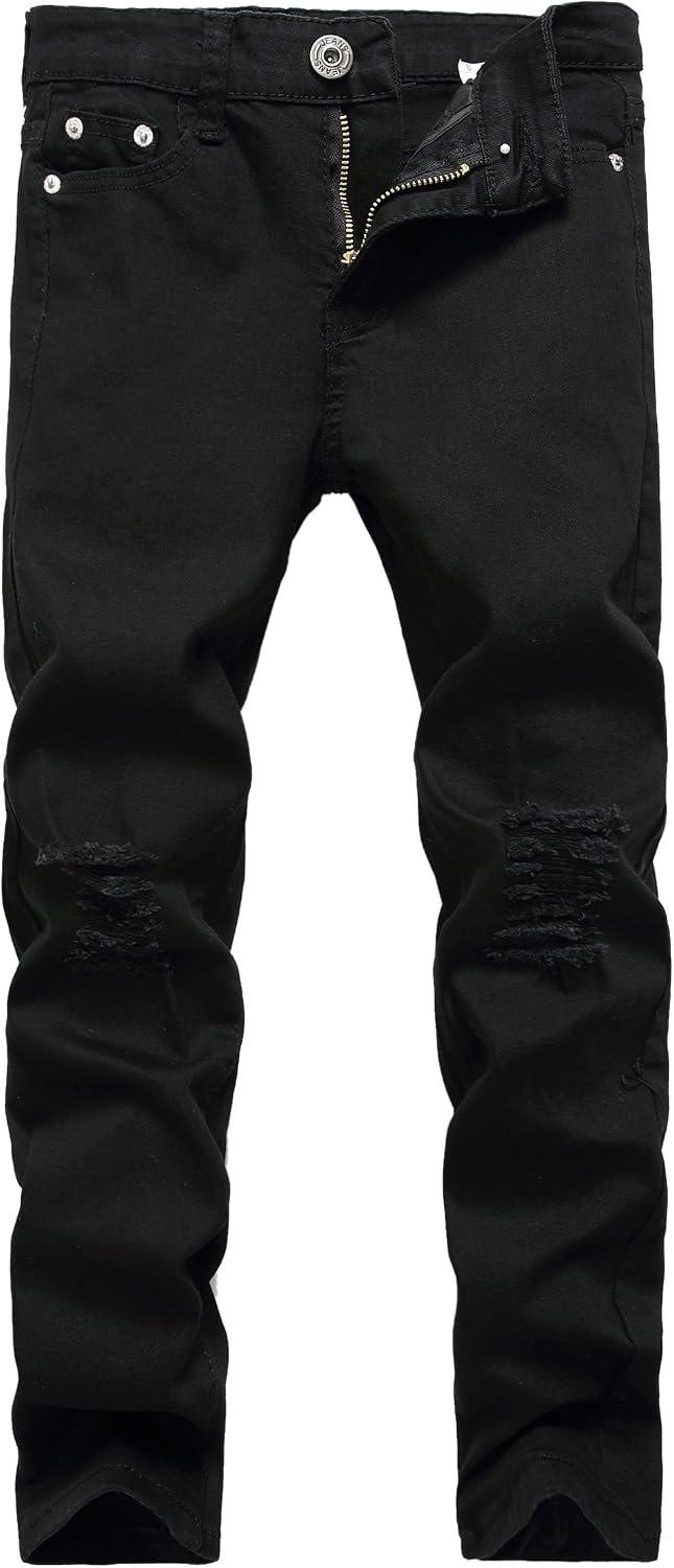 Boy’s Skinny Fit Ripped Destroyed Distressed Stretch Slim Jeans Pants