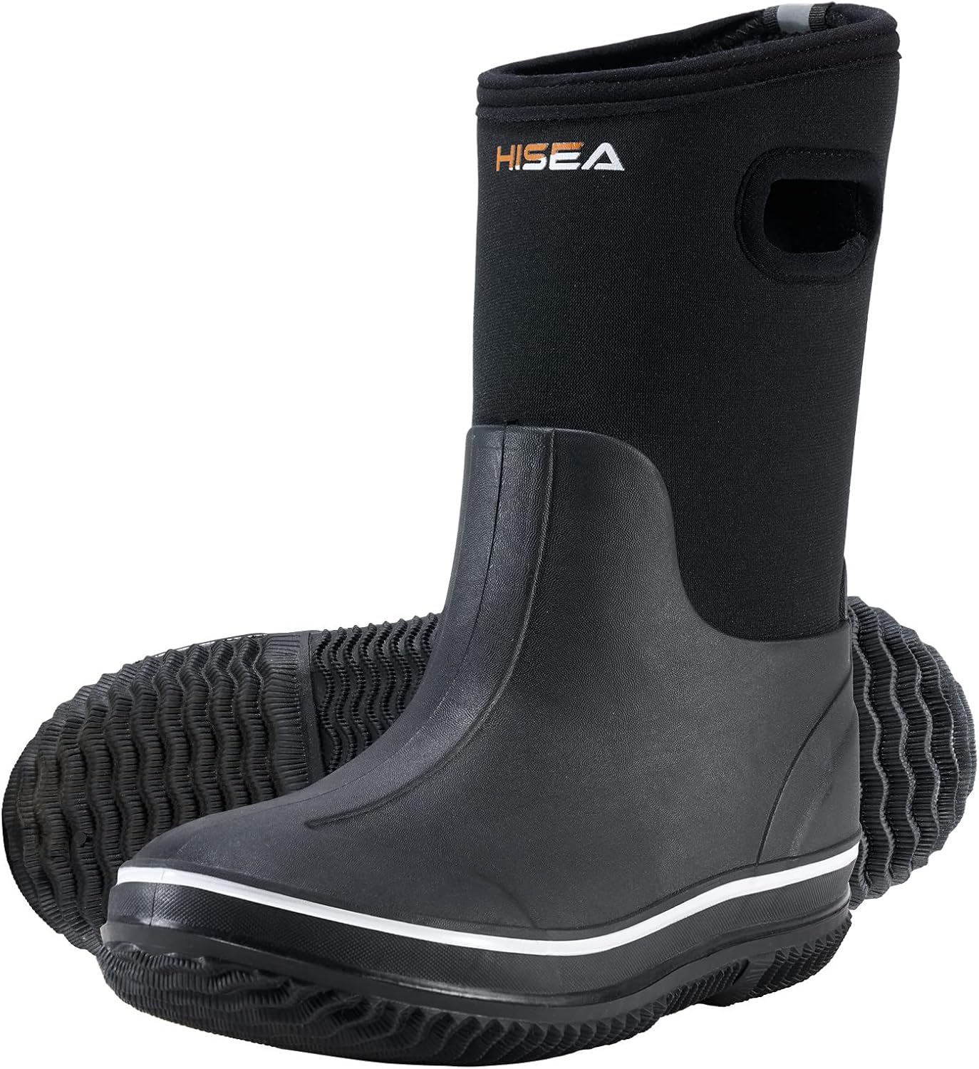HISEA Kids Rain Boots for Boys Girls, Waterproof Insulated Rubber Neoprene Boots, Seamless Outdoor Boot with Handles Rainboots All Weather Mud Boots for Rain Water Snow and Winter (Little Kid/Big Kid)