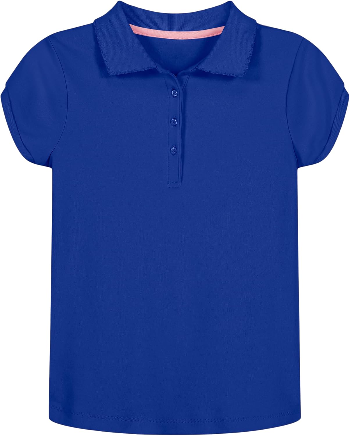 Nautica Girls’ School Uniform Short Sleeve Polo Shirt, Button Closure, Soft Pique Fabric