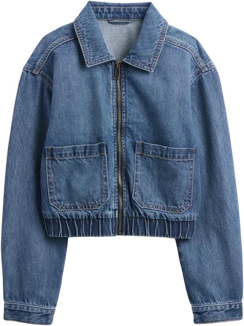 GAP Girls’ Denim Bomber Jacket