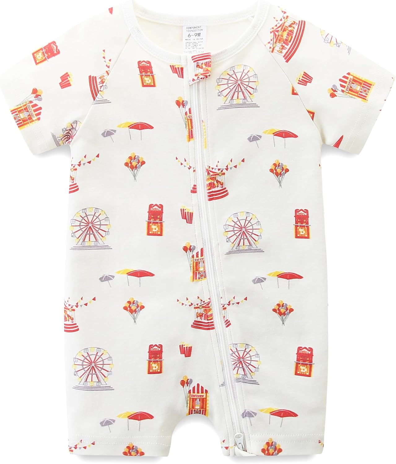 Babymine Baby Boy Girl Romper Short Sleeve 100% Cotton Bodysuit Outfits 2 Way Zipper Jumpsuit