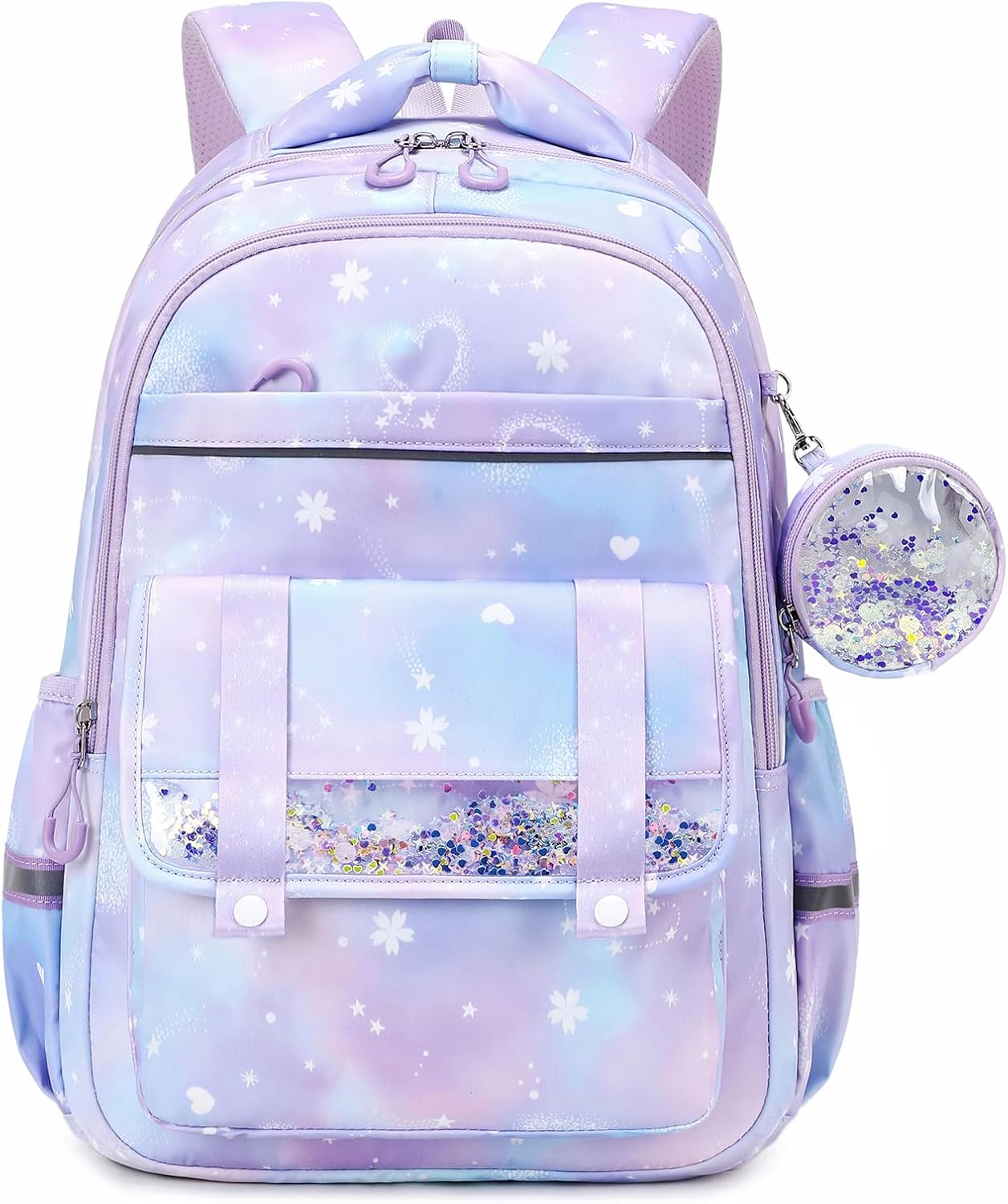 MUSEVOS Kids School Backpacks for Girls: Cute Kawaii Bow Book Bag with Large Lots of Pockets for Elementary Age 6-14 Purple