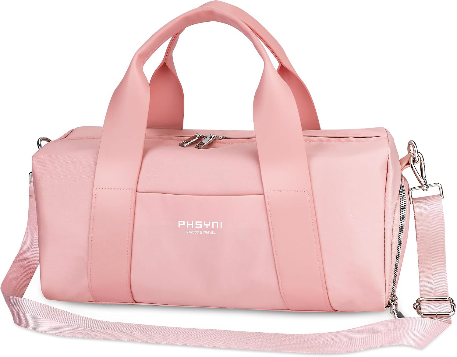 Sports Small Gym Bag for Women Girls, Cute Mini Duffle Bag with Wet Pocket & Shoes Compartment, Personal Item Travel Workout Bag, 16″-Small, Pink