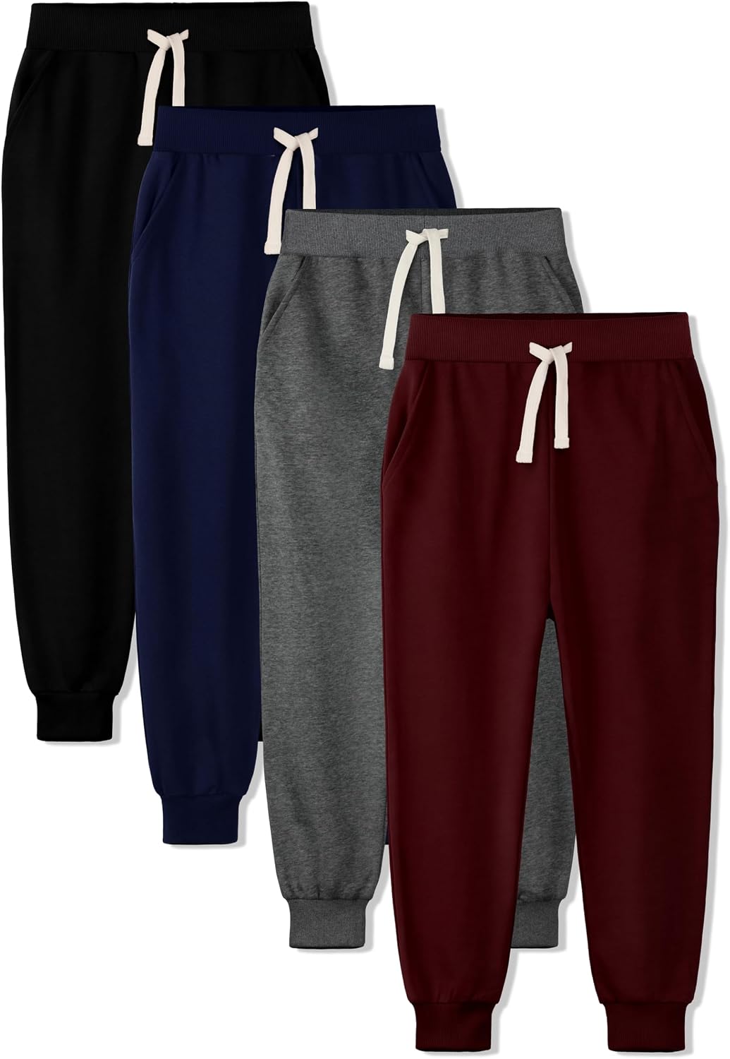 HXP 4 Pack Boys Sweatpants Boys Joggers Cotton Youth Active Soft Sweatpants Kids Pocket Drawstring Joggers Pants