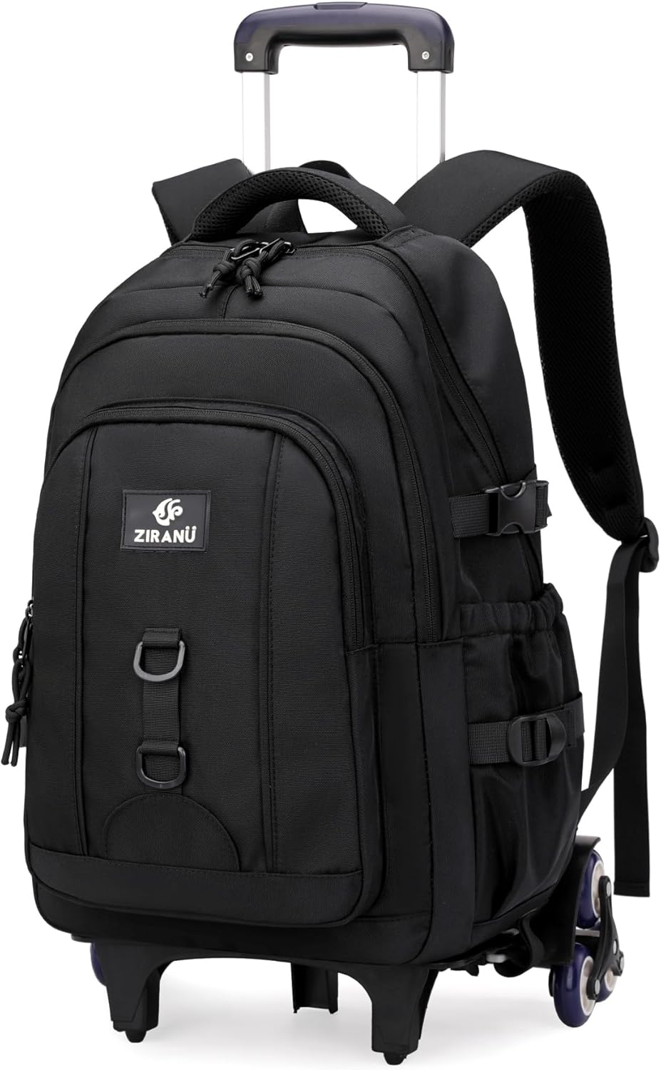 18″ Black Boys Backpack with 6 Wheels, Carry-on Rolling Kids Backpack for School Boys, Black