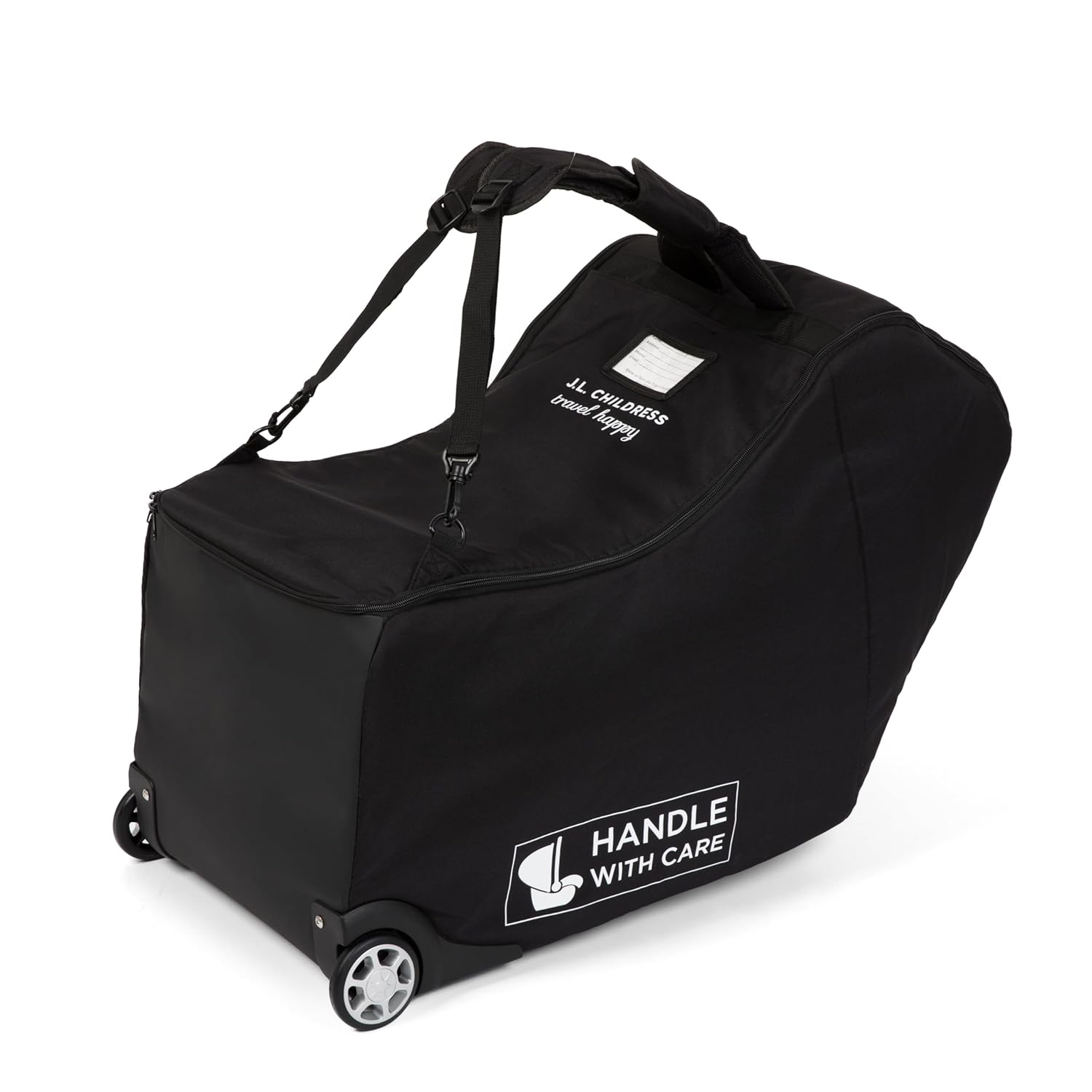 J.L. Childress Padded Infant Car Seat Bag with Wheels – Travel Bag for Airplane, Fits Most Baby & Infant Car Seats, Compatible with UPPAbaby, Nuna, & Chicco, AirTag Compatible – Premier, Black