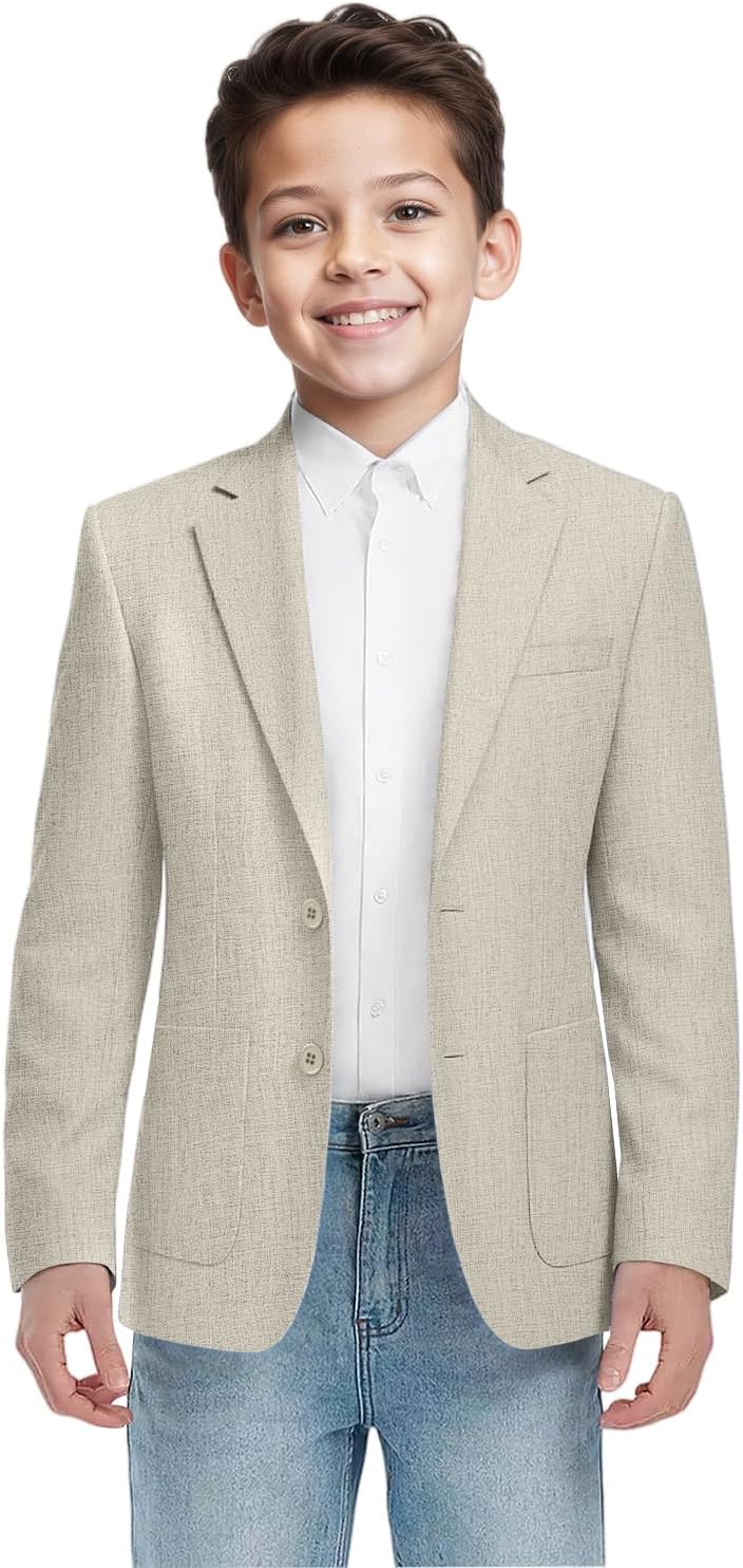 Blazer for Boys Lightweight Suit Jacket for Boys Suit Sport Coat for Kids Formal Blazer with Patch Pockets