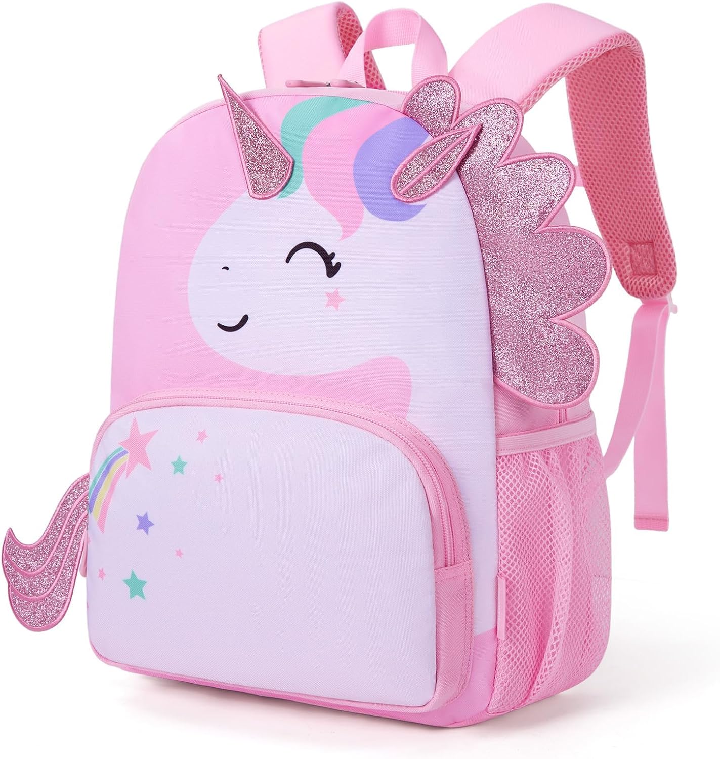 mommore Kids Backpack Preschool Kindergarten Backpack for Girls 4-6 Pink Unicorn Girl Bookbag 15” for Elementary School