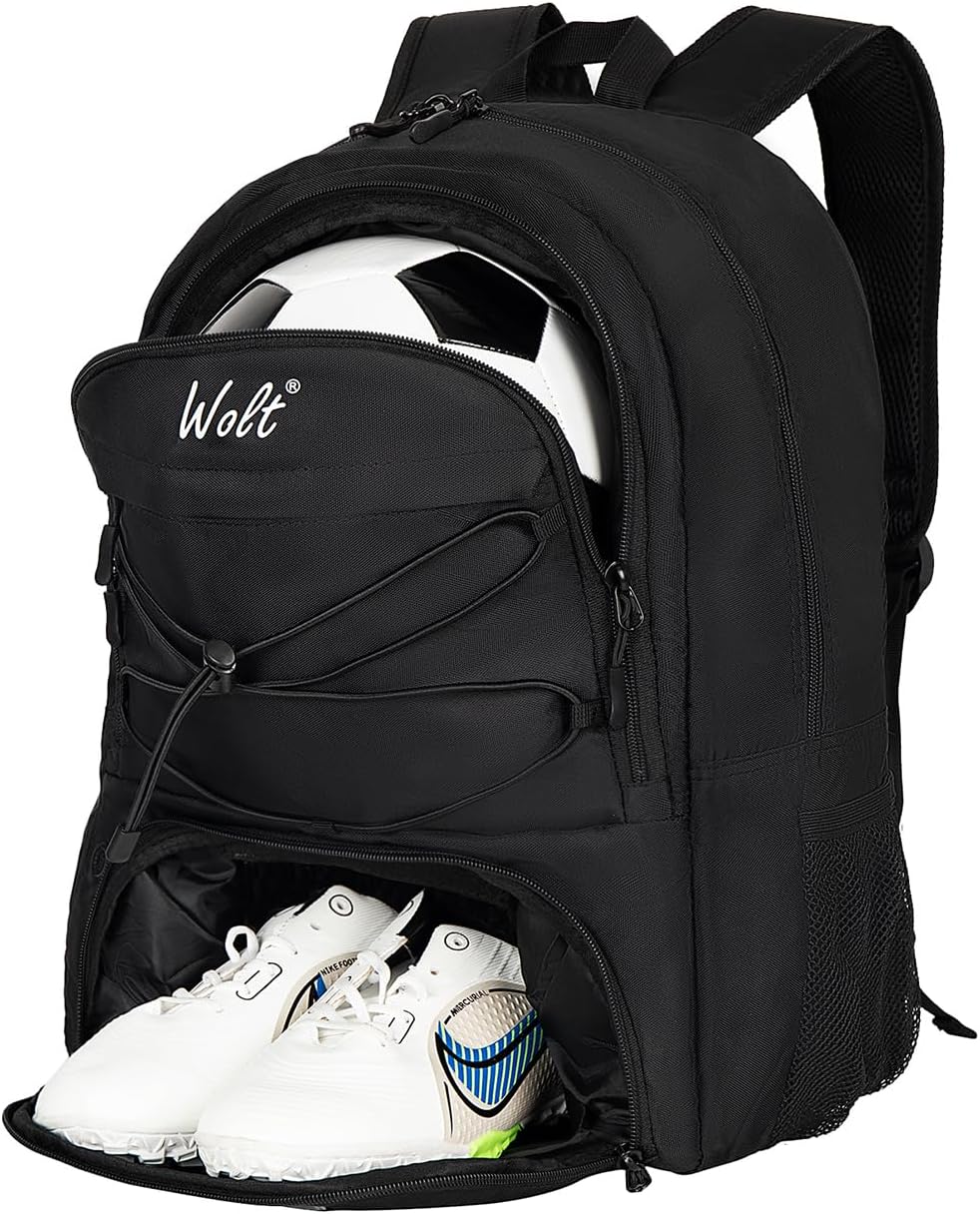 WOLT Soccer Backpack Soccer Bag with Ball Holder & Shoes Compartment, Sport Equipment Bags For Football, Basketball, Volleyball, Gym