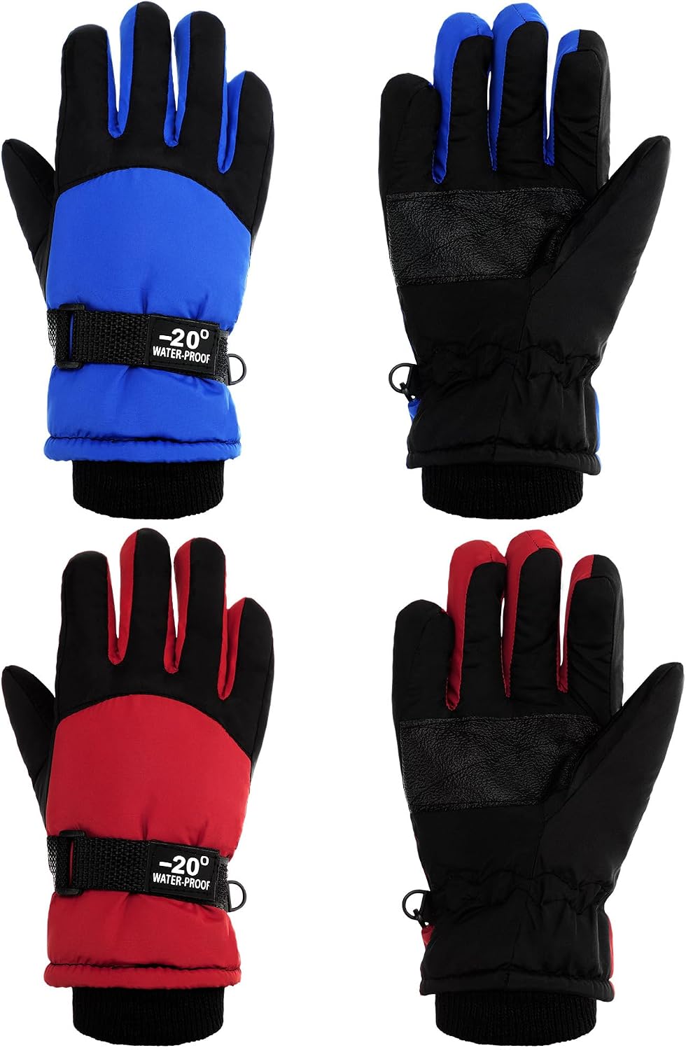 SATINIOR 2 Pairs Kids Waterproof Winter Snow Gloves Ski Gloves for Boy Girl Outdoor Warm Thickening Snowboard