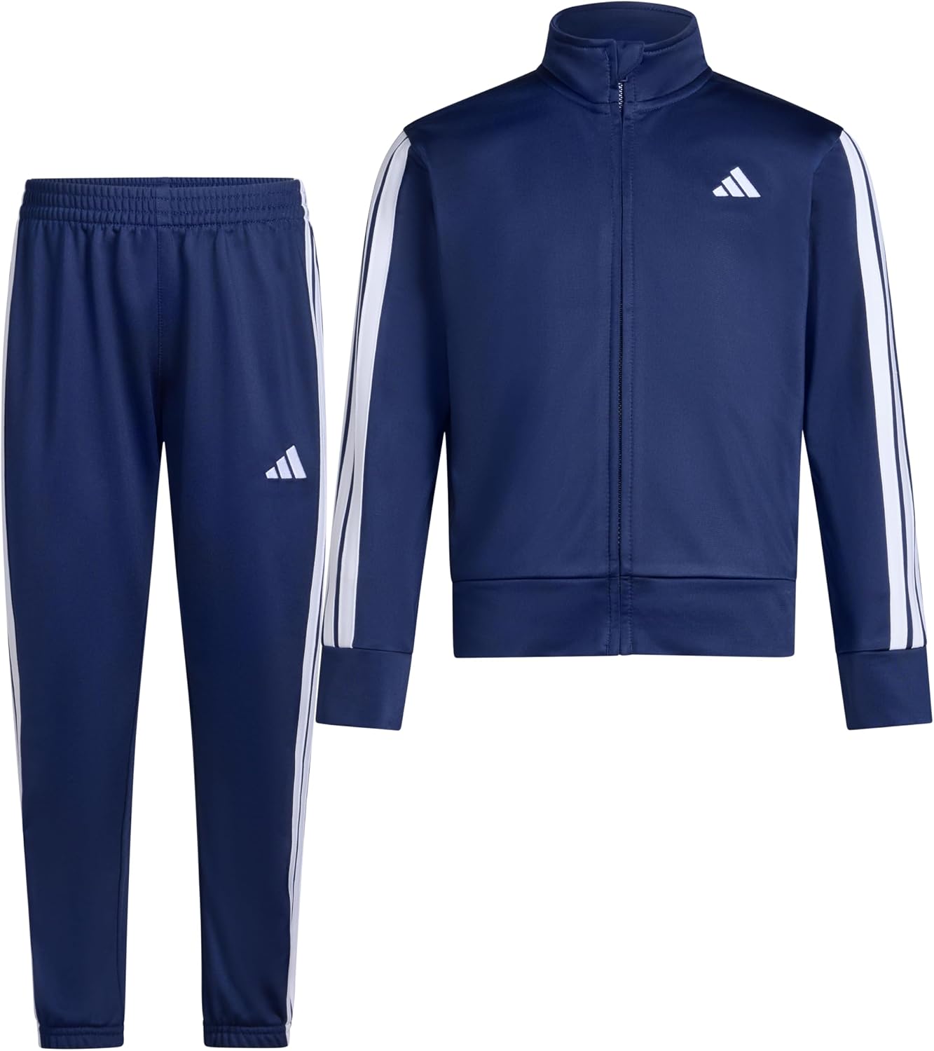 adidas Boys’ 2-Piece Full-Zip Jacket and Jogger Set – Side Pockets and Ribbed Trim, Elastic Waistband, Regular Fit