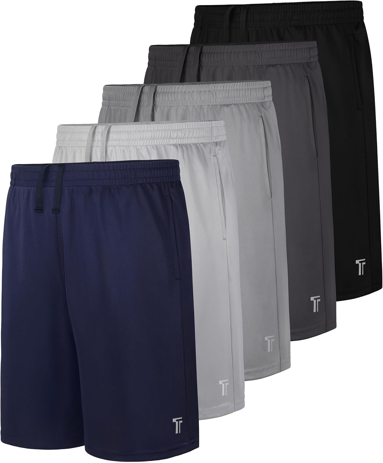 5 Pack Boys Athletic Shorts Youth Kids Basketball Soccer Shorts Quick Dry with Pockets for Outdoor Running Gym