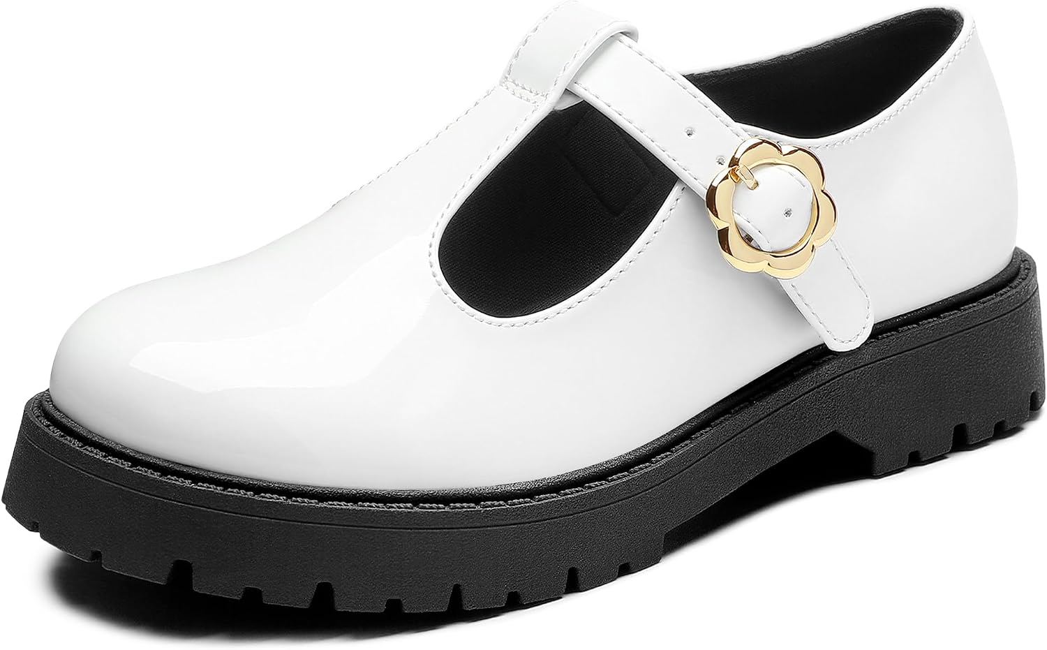 MIXIN Girls Dress Shoes Mary Janes Chunky Platform Loafers School Uniform Comfortable T-Strap Flats for Little/Big Kids