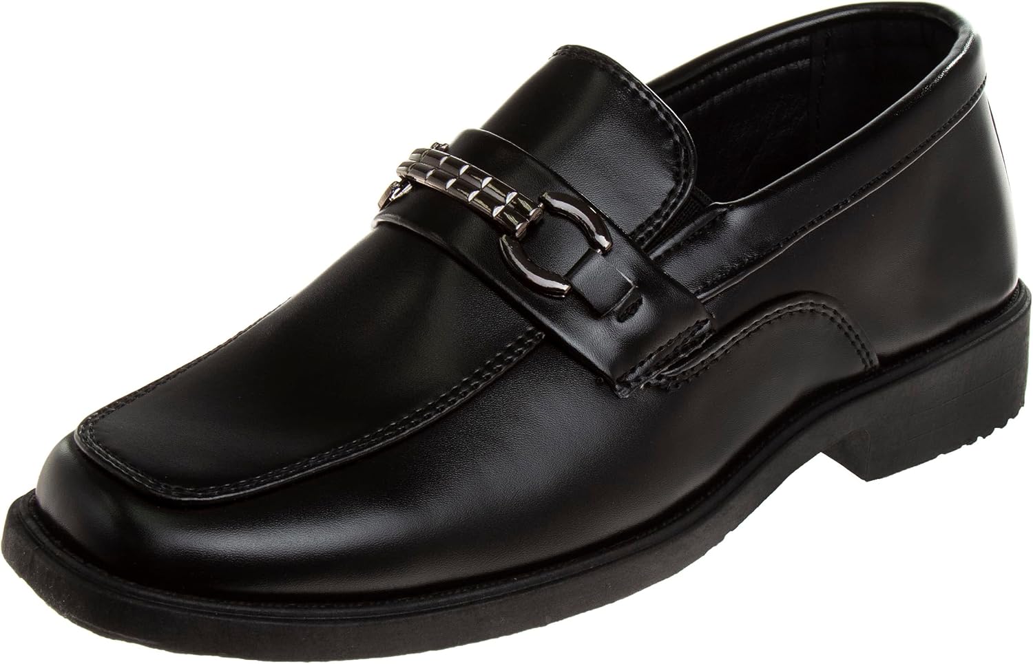 Josmo Boys Dress Shoes – Slip-On Comfort Uniform Oxford Loafer with Buckle Black and Brown (Big Kid/Little Kid) (Size 13-6)