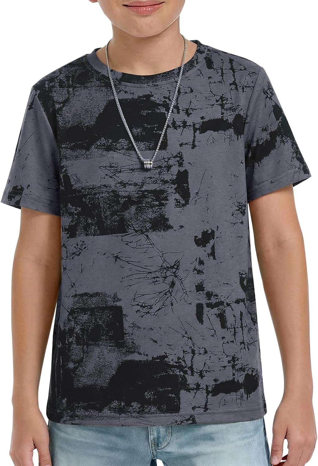 Haloumoning Boys Short Sleeve T Shirts Kids Fashion 3D Print Crewneck Tees Summer Hipster Hiphop Tops 5-14 Years